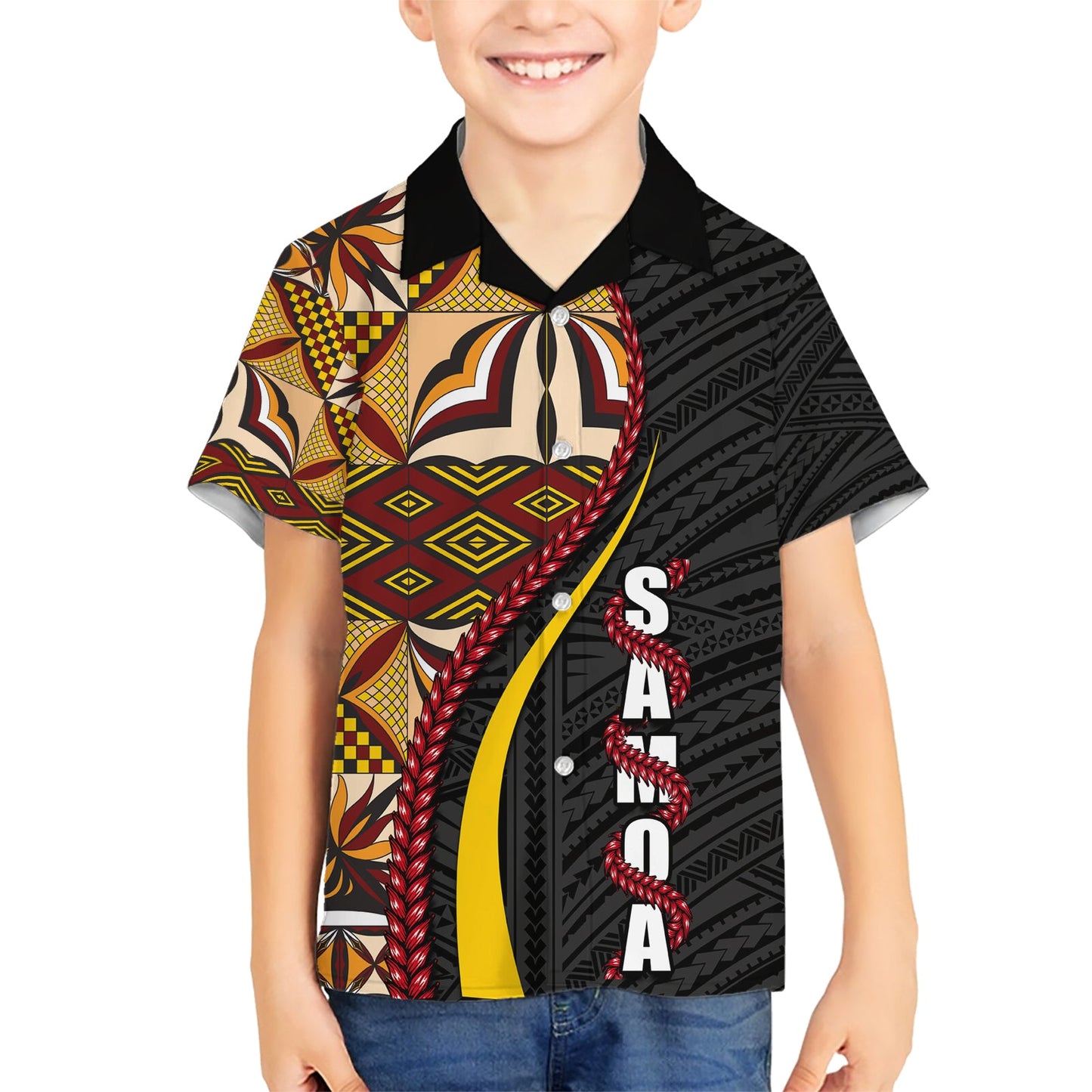 Samoa Siapo Ula Fala Hawaiihemd Polynesisches Stammesmuster LT03