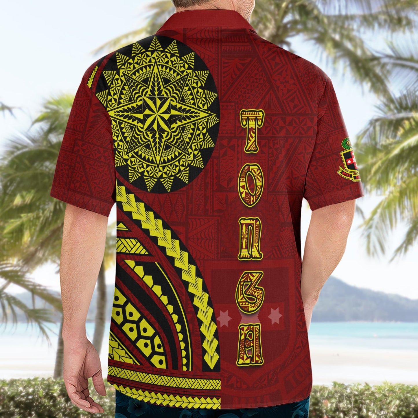 Kolisi Tonga Atele Hawaiihemd Ngatu und polynesisches Muster LT03