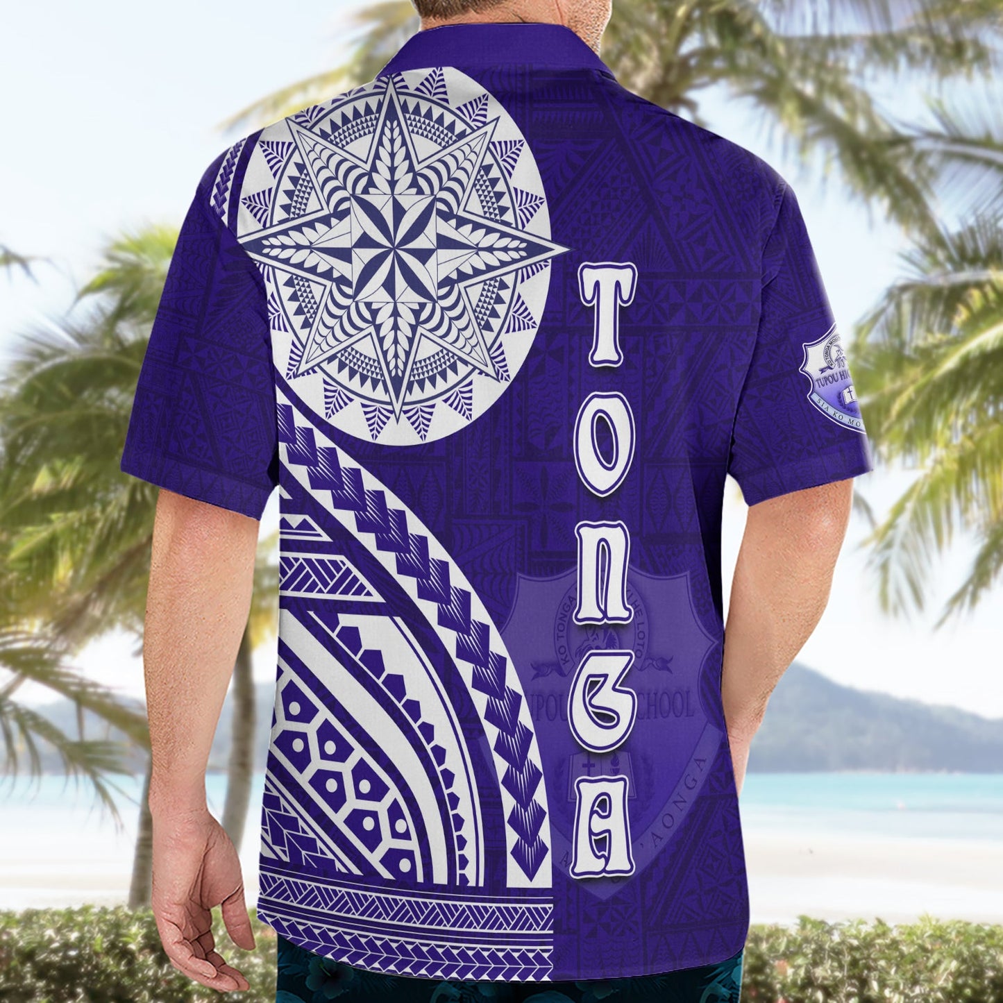 Tupou College Toloa Hawaiihemd Ngatu und polynesisches Muster LT03
