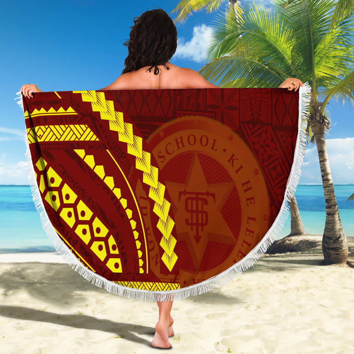 Kanaka Maoli Hawaii Flagge Tag Stranddecke xxl lebendige Frangipani LT7