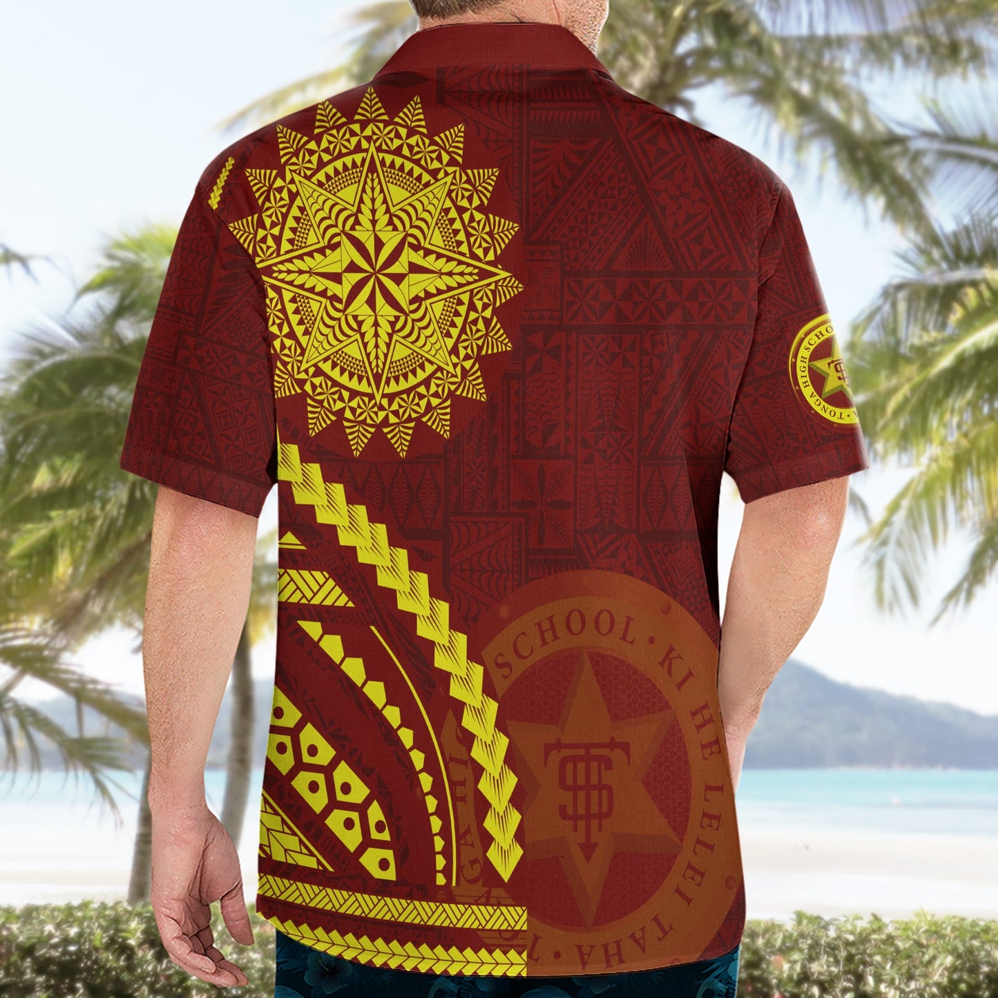 Tonga High School Hawaiihemd Ngatu und polynesisches Muster LT03