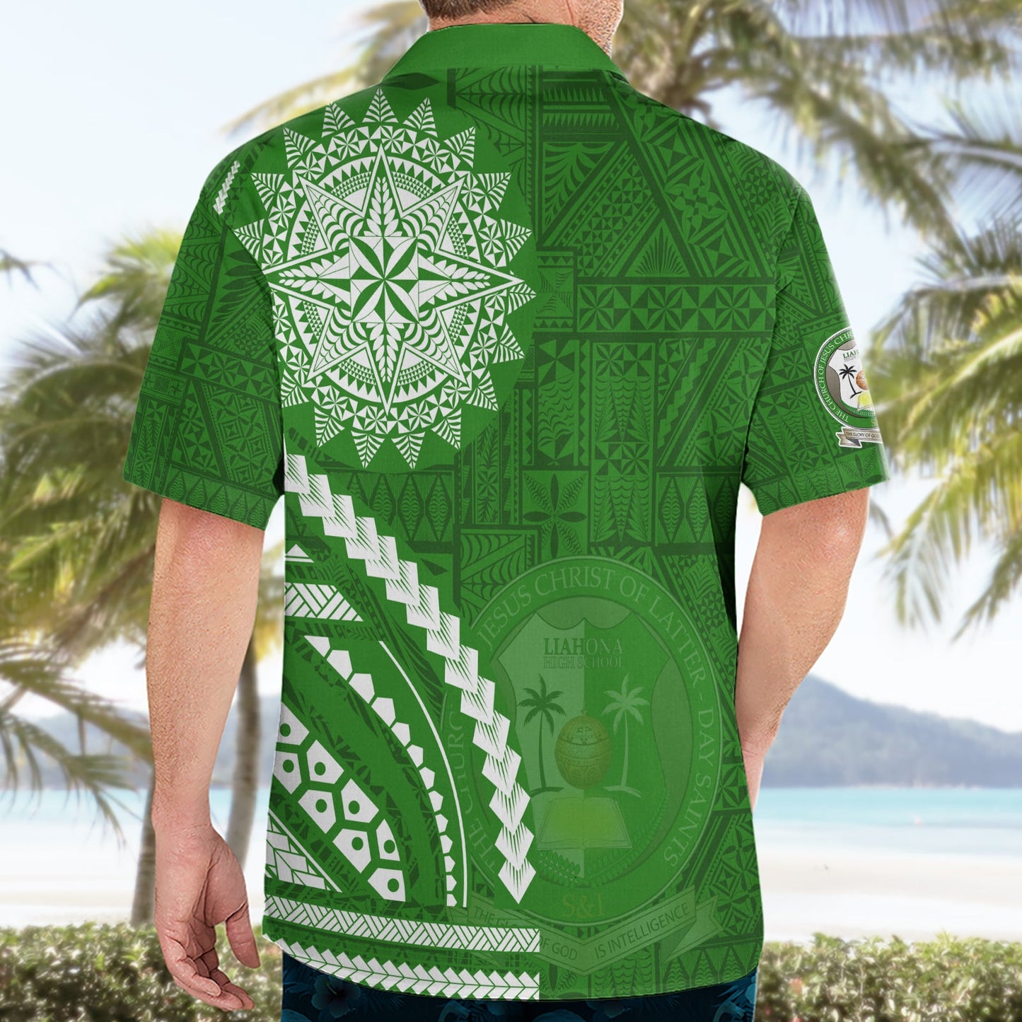 Liahona High School Hawaiihemd Ngatu und polynesisches Muster LT03