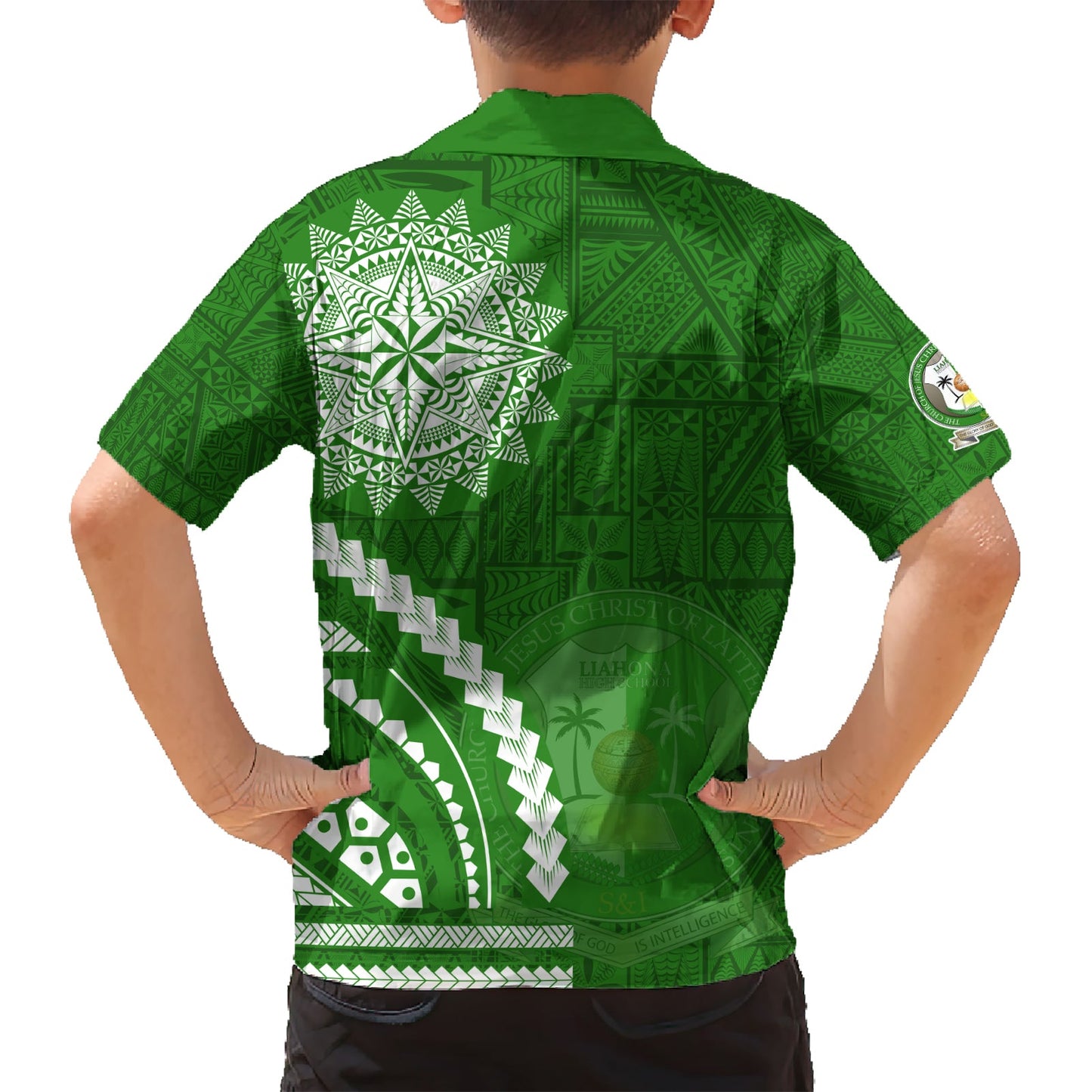 Liahona High School Hawaiihemd Ngatu und polynesisches Muster LT03