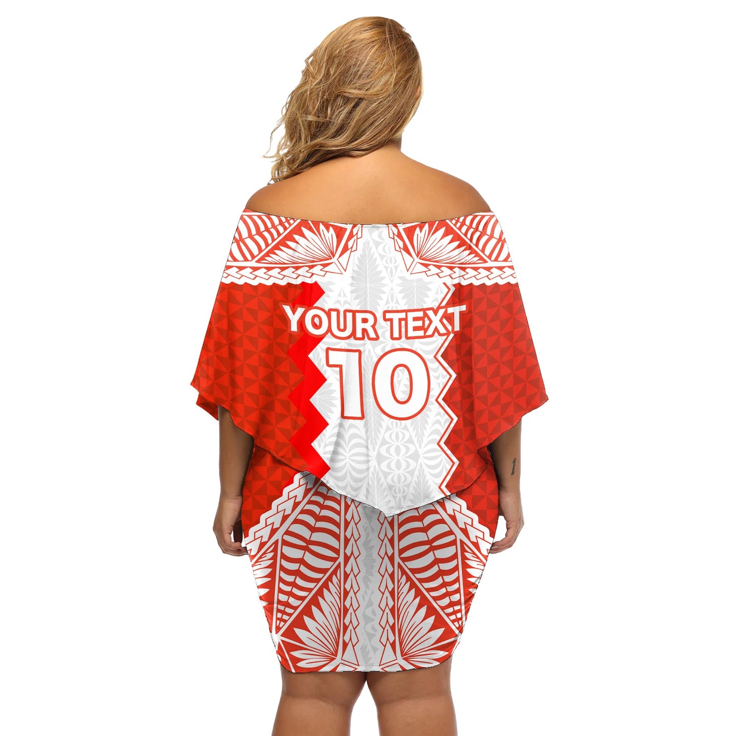 Benutzerdefinierte Tonga Rugby Off Schulter kurzes Kleid blumen Ikale Tahi Ngatu Tribal Muster LT03