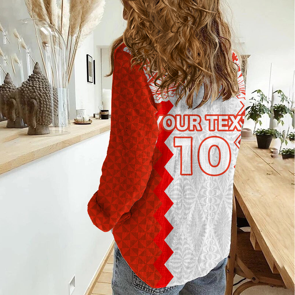 Benutzerdefinierte Tonga Rugby Frauen Casual Shirt Ikale Tahi Ngatu Tribal Muster LT03