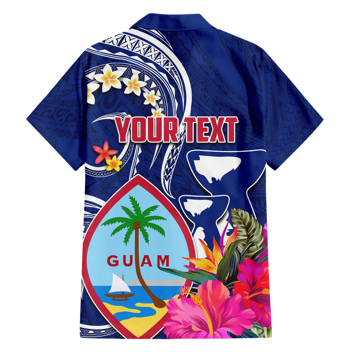 Personalisiertes Guam Liberation Hawaiihemd Latte Stone und Guahan Seal Jungle Flower LT03