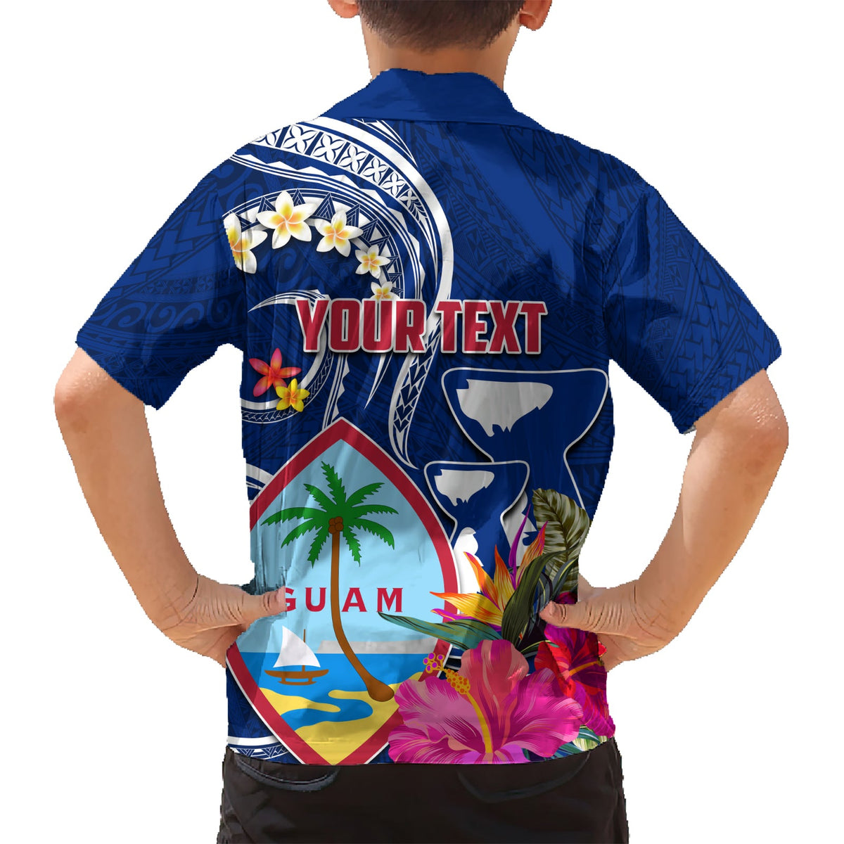 Personalisiertes Guam Liberation Hawaiihemd Latte Stone und Guahan Seal Jungle Flower LT03