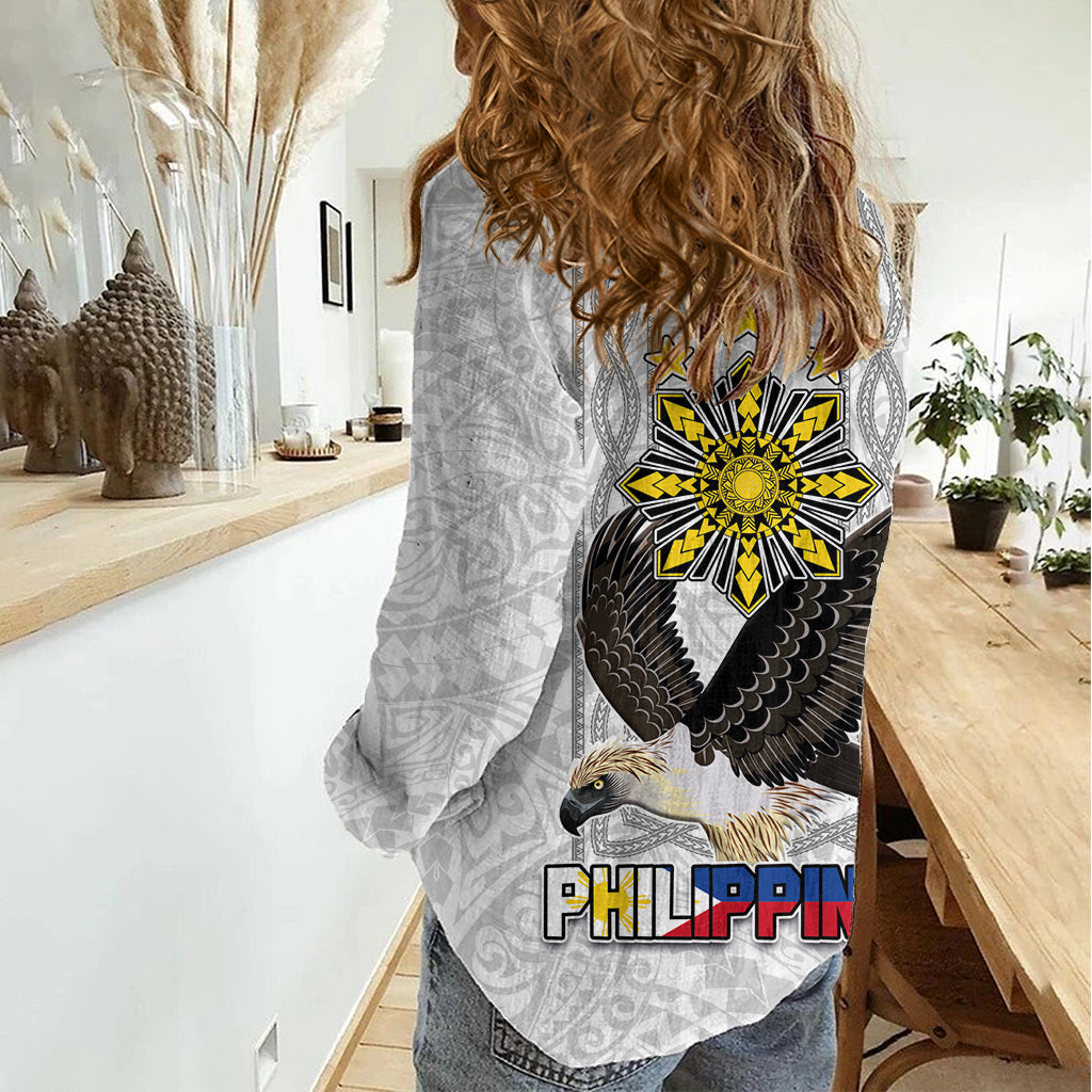 Philippinen Eagle Week Damen Freizeithemd Polynesianisches Muster Barong Stil LT03