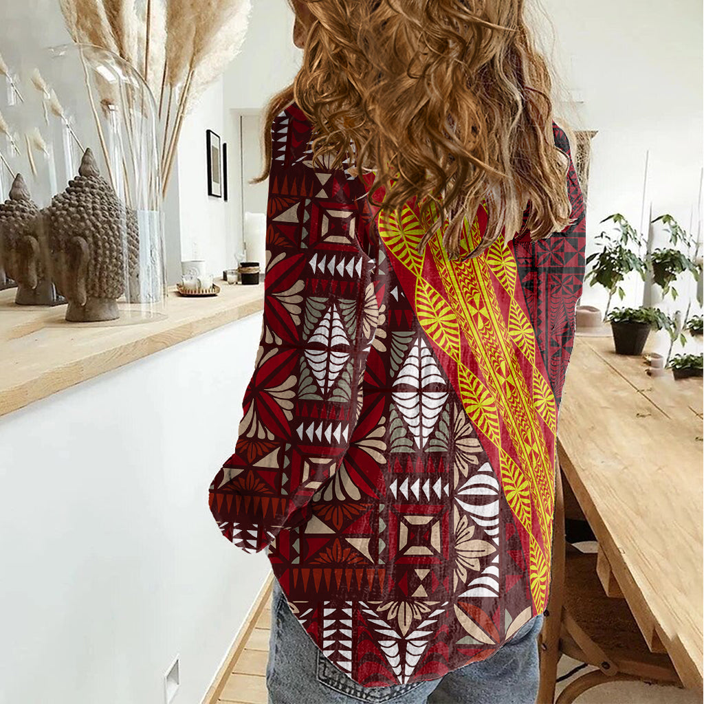 Tonga Feletoa Kupesi Fakatonga Damen Freizeithemd LT03