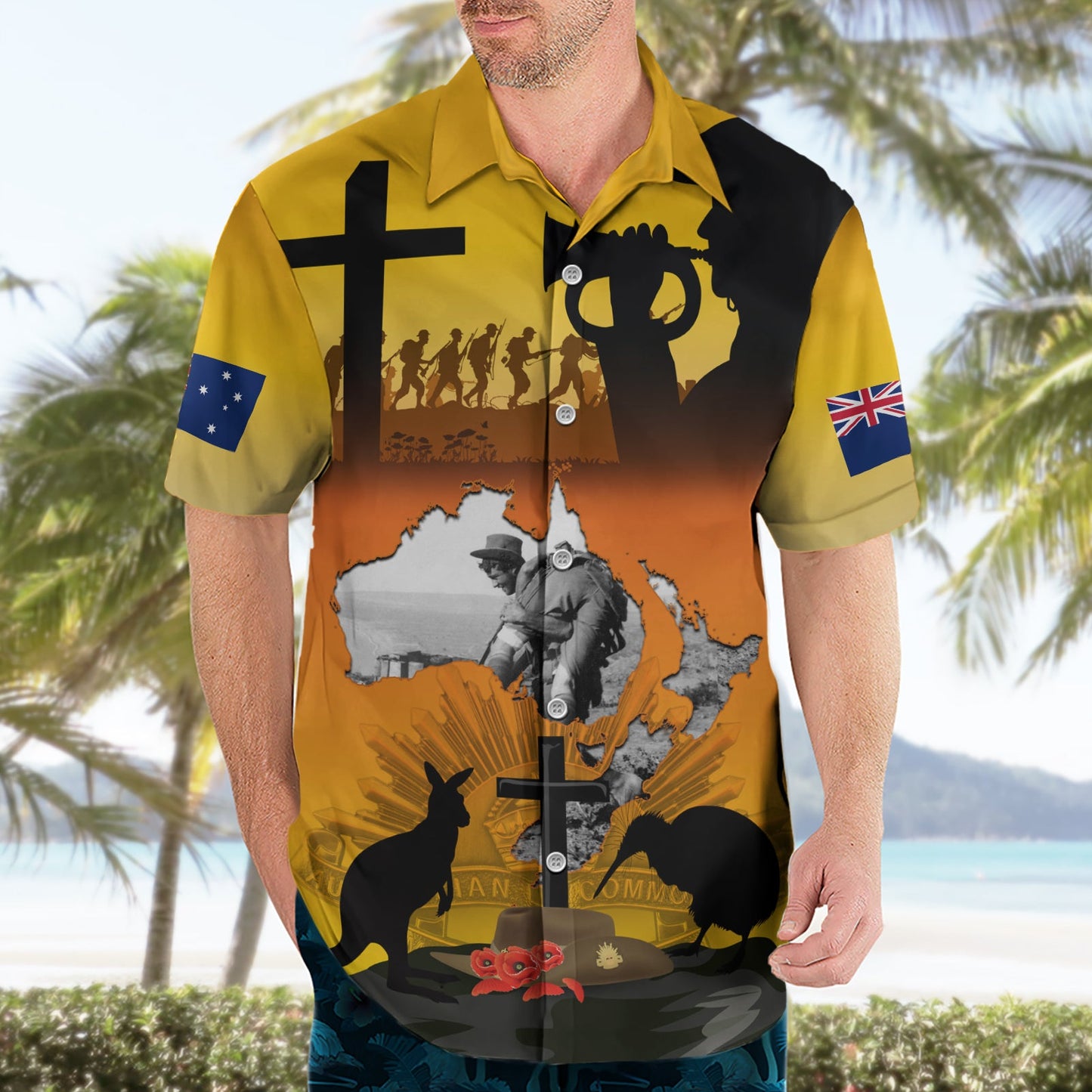 Neuseeland und Australien ANZAC Day Hawaiihemd Gallipoli Lest We Forget LT03