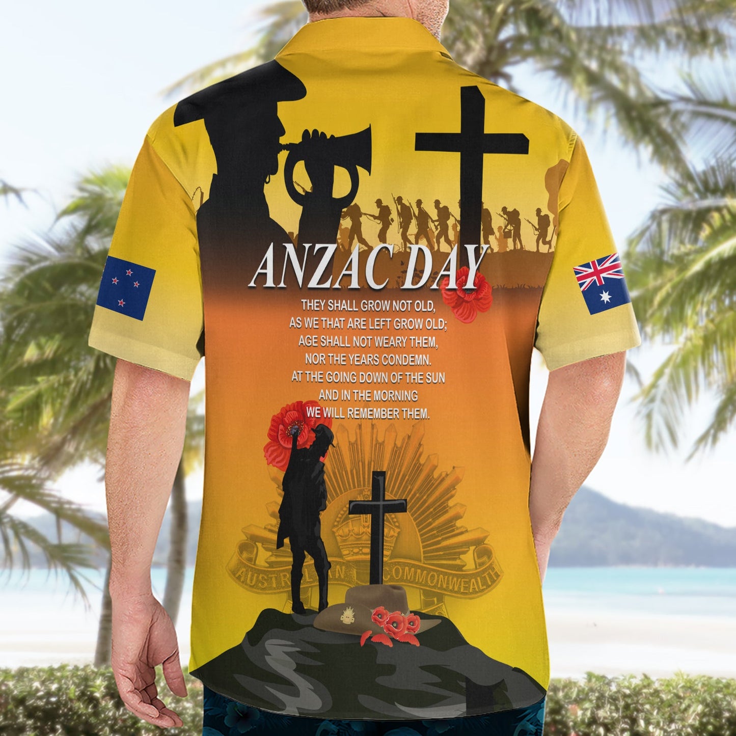 Neuseeland und Australien ANZAC Day Hawaiihemd Gallipoli Lest We Forget LT03