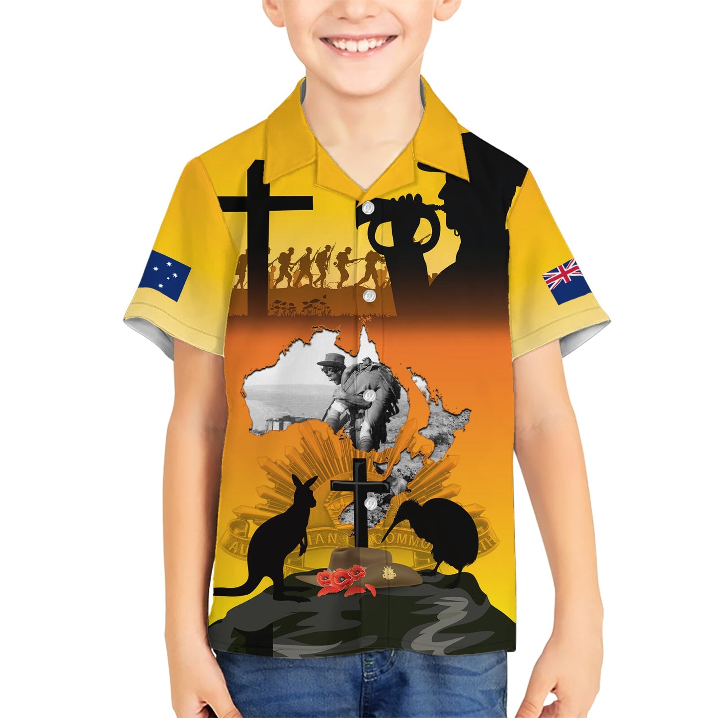 Neuseeland und Australien ANZAC Day Hawaiihemd Gallipoli Lest We Forget LT03