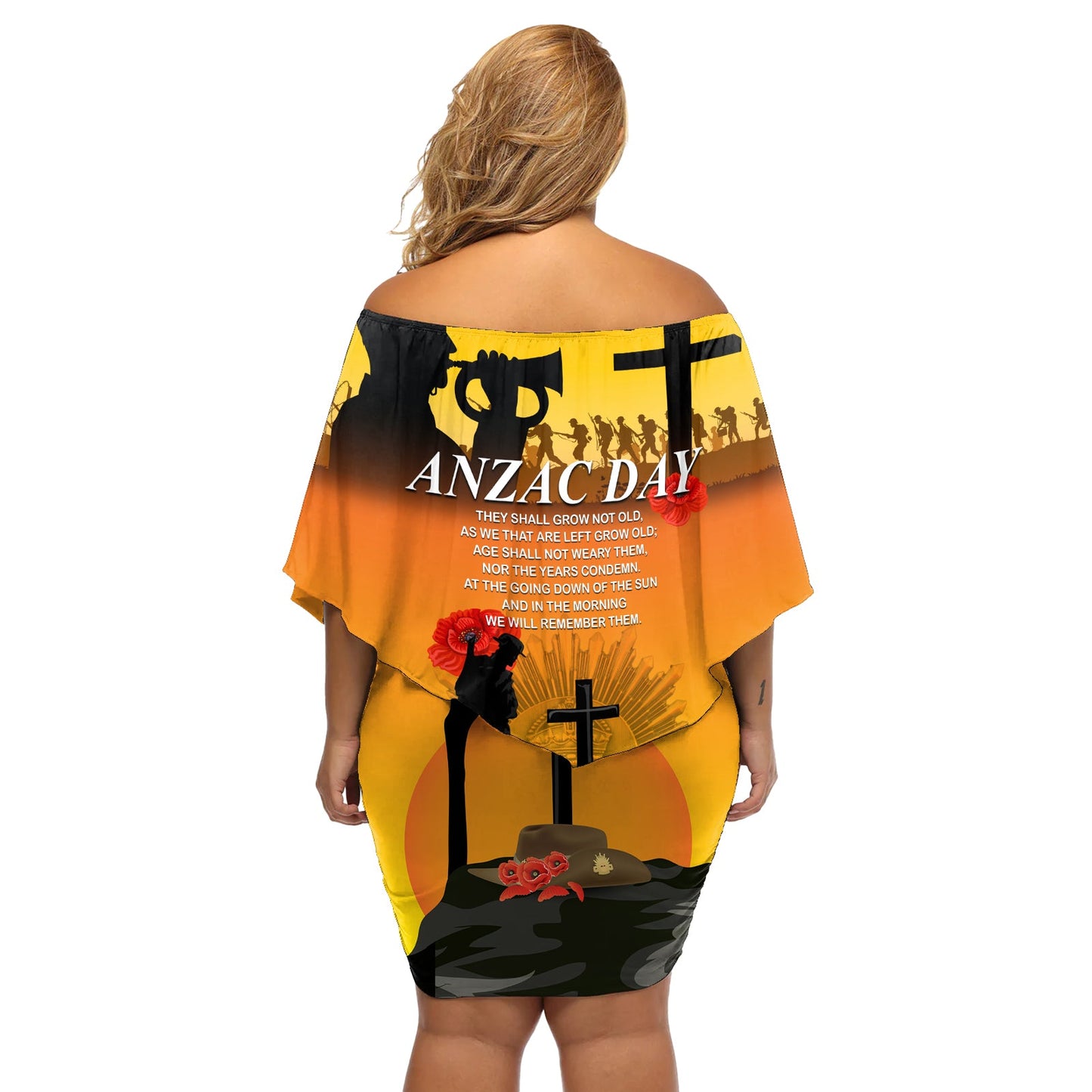 Neuseeland und Australien ANZAC Day Schulterfreies Kurzes Kleid blumen Gallipoli Lest We Forget LT03
