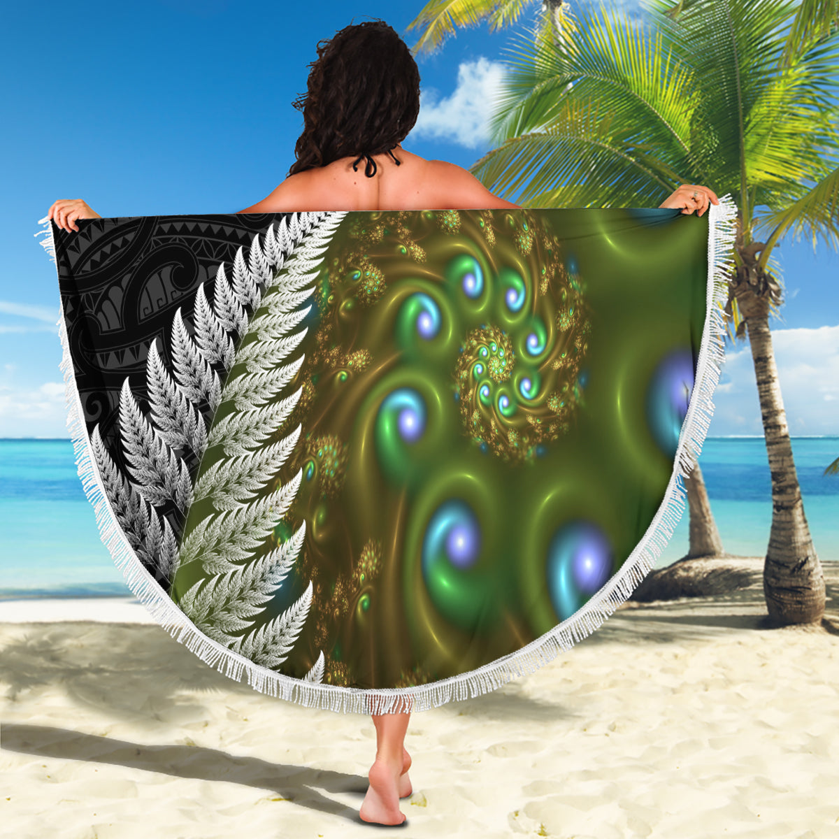 Hawaii-Stranddecke zum Frauentag mit polynesischem Muster LT05