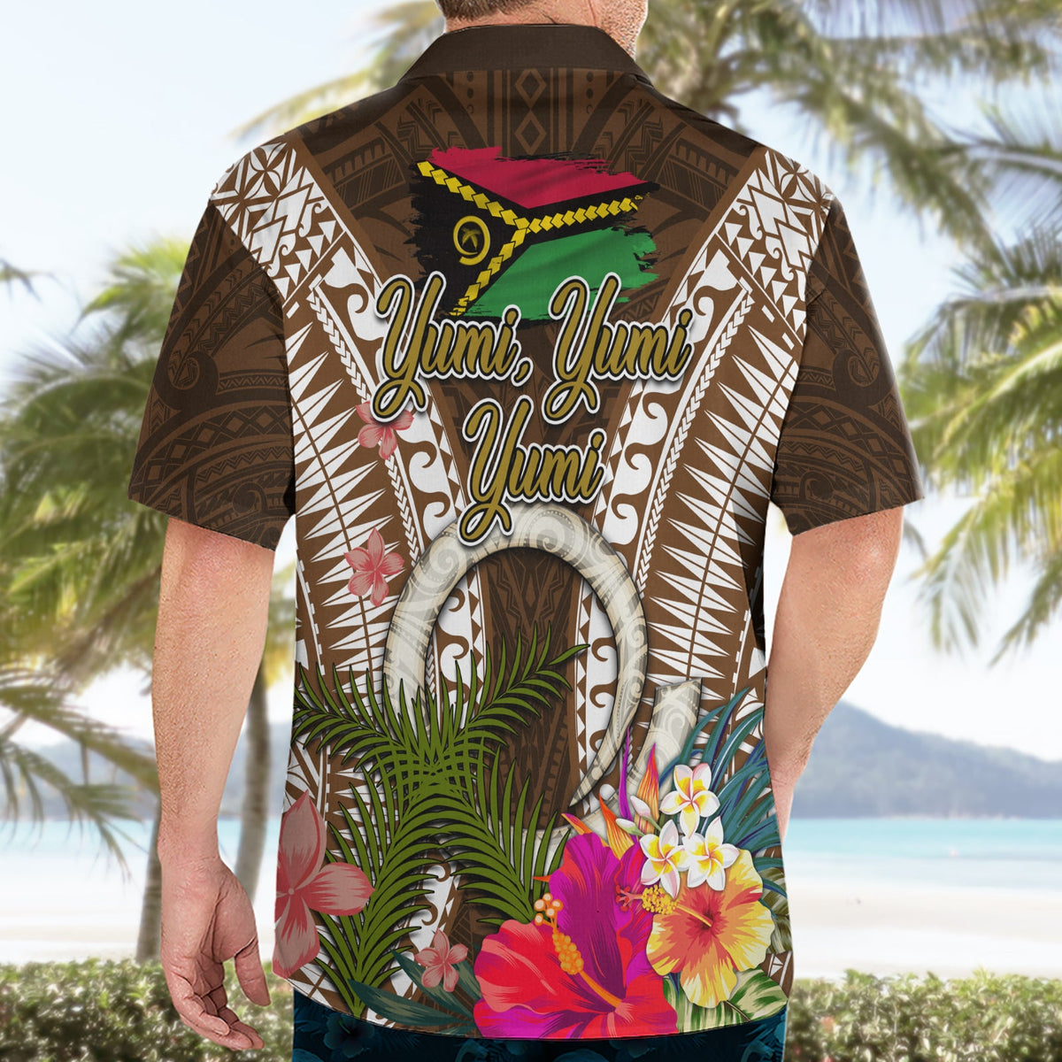 Vanuatu Selebretem 44. Unabhängigkeits-Hawaii-Hemd „Yumi Pig Tusk“ und Namele Farn LT03