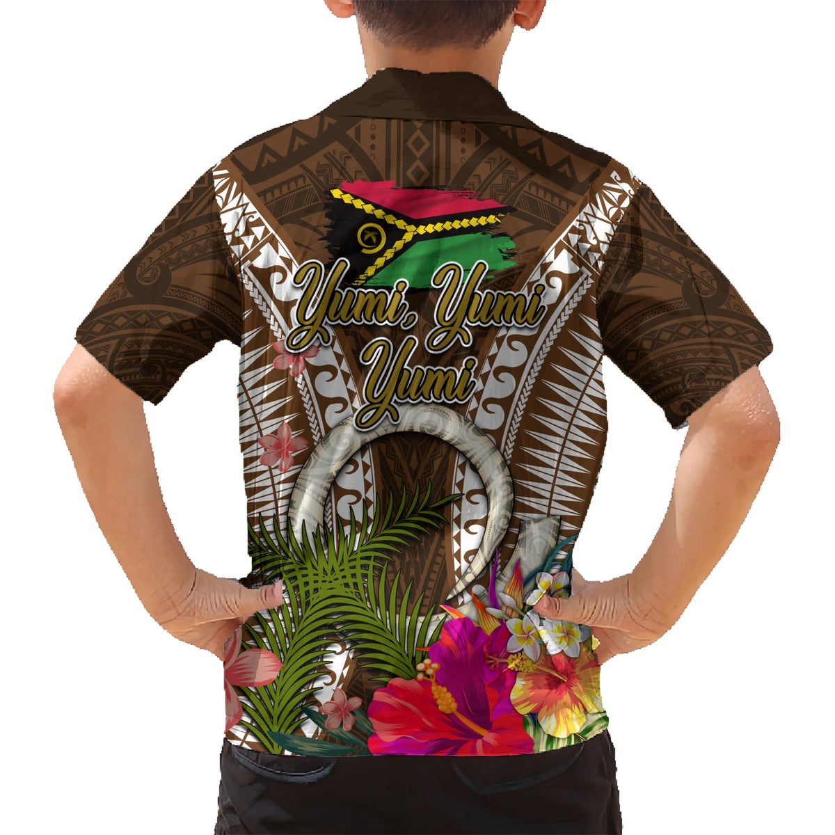 Vanuatu Selebretem 44. Unabhängigkeits-Hawaii-Hemd „Yumi Pig Tusk“ und Namele Farn LT03