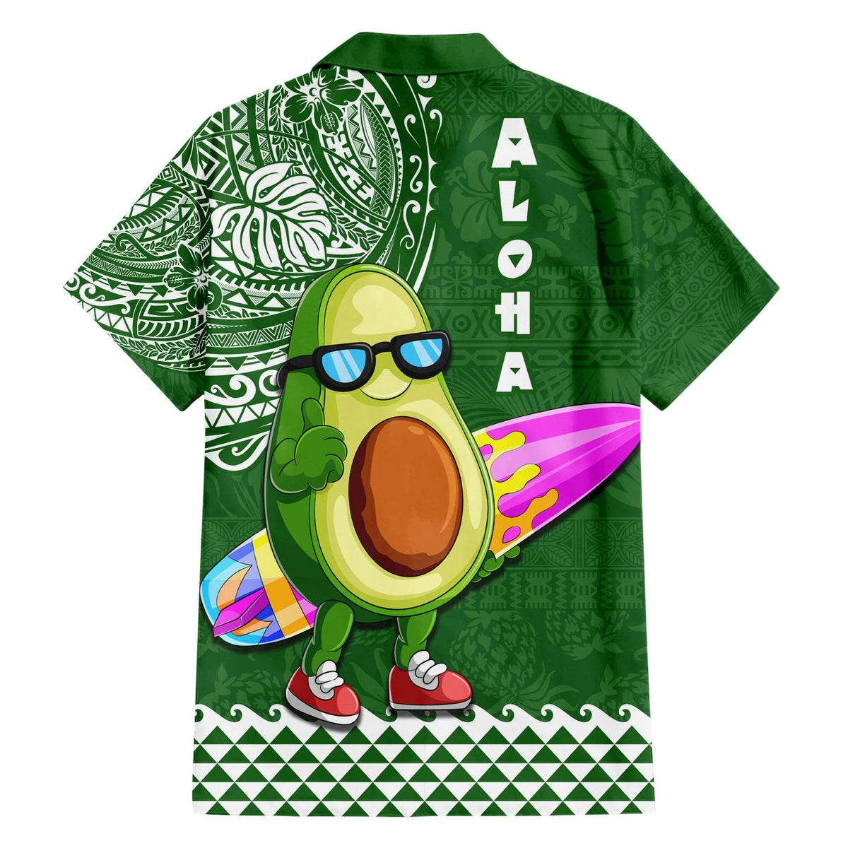 Hawaii Hawaiihemd Aloha Lustiger Avocado Mix Kakau Hawaiian Tribal LT03