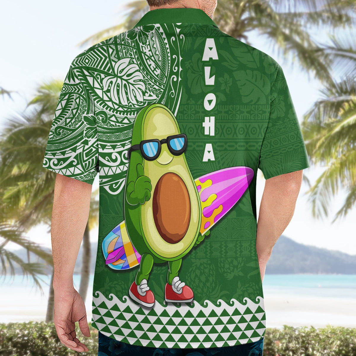 Hawaii Hawaiihemd Aloha Lustiger Avocado Mix Kakau Hawaiian Tribal LT03