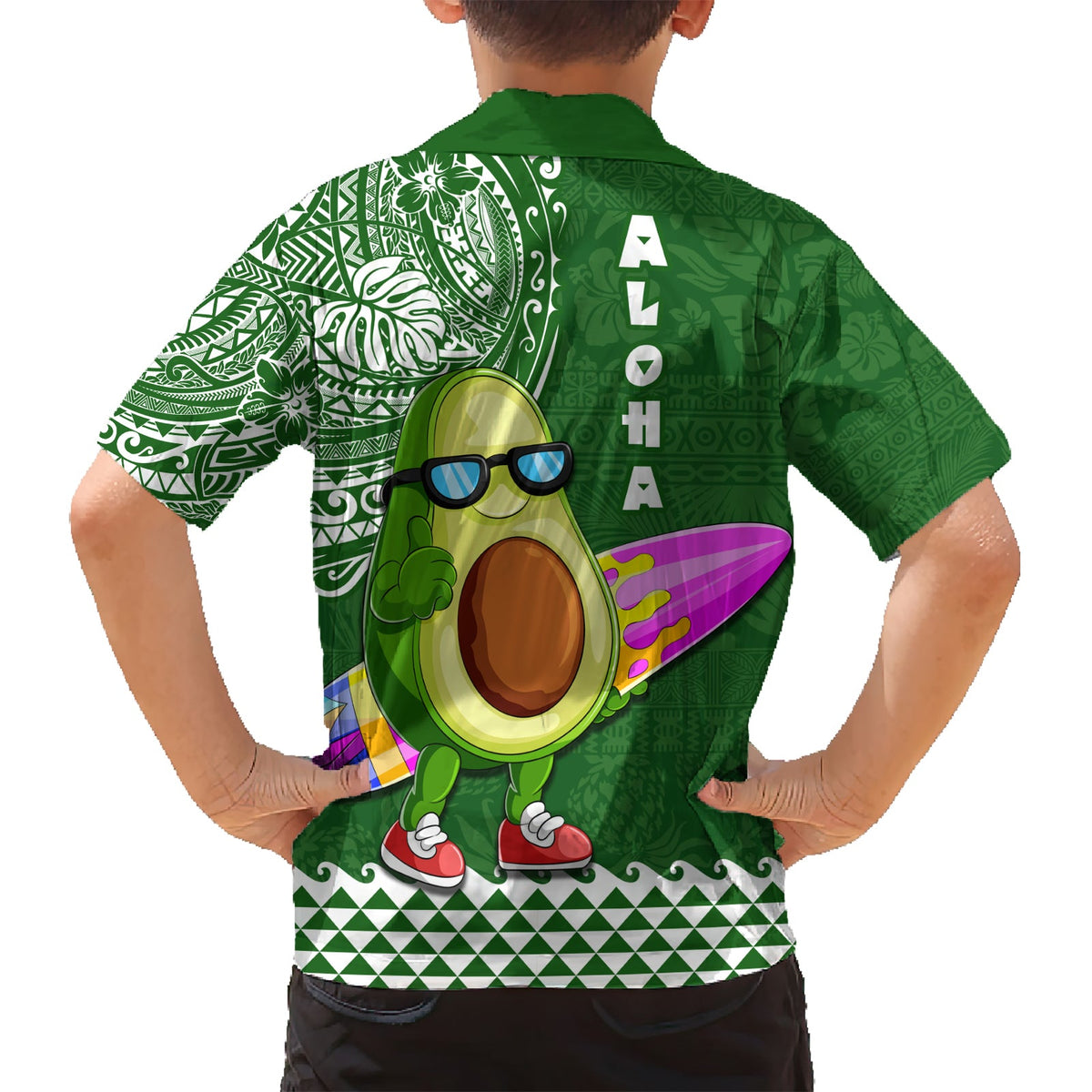 Hawaii Hawaiihemd Aloha Lustiger Avocado Mix Kakau Hawaiian Tribal LT03