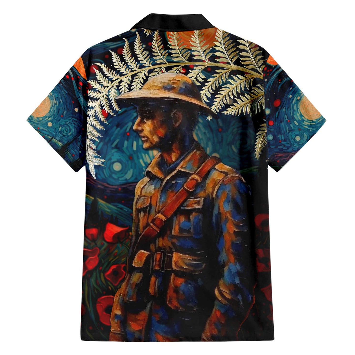 Neuseeländischer Soldat ANZAC Day Hawaiihemd Silberfarn Sternennacht Stil LT03