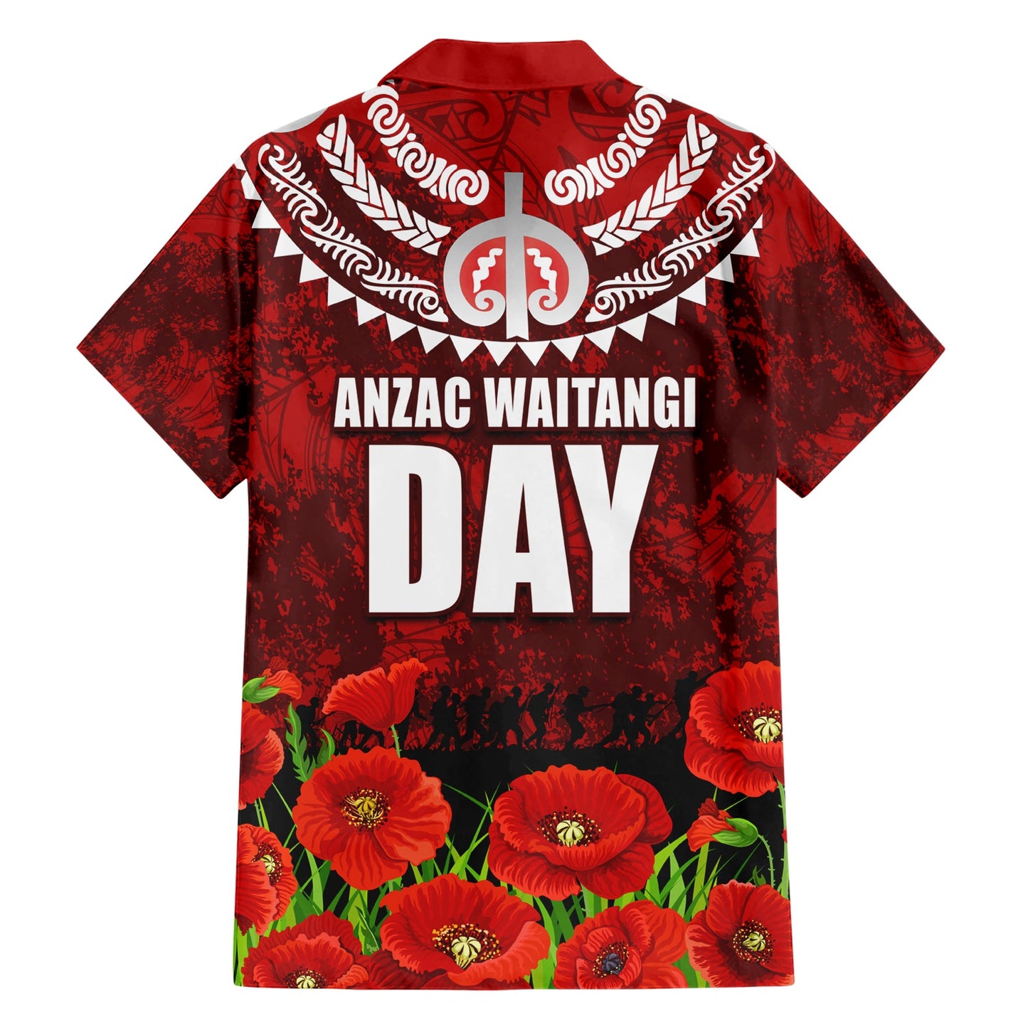 Neuseeland ANZAC Waitangi Day Hawaiihemd Hei Tiki und Soldat LT03