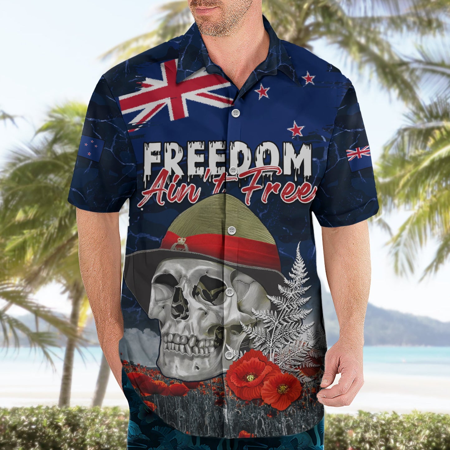 Neuseeland ANZAC Day Hawaiihemd Freedom Ain't Free LT05