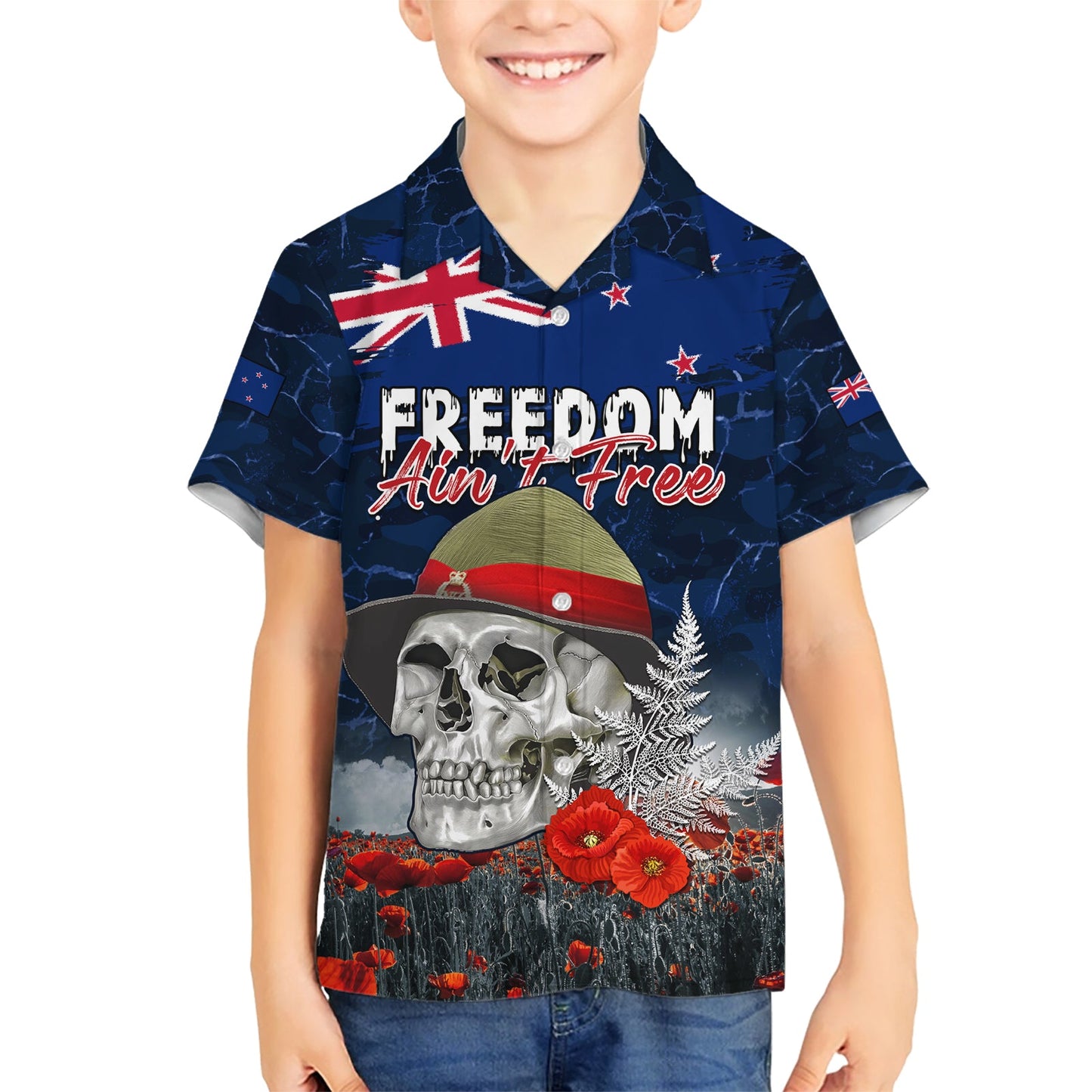 Neuseeland ANZAC Day Hawaiihemd Freedom Ain't Free LT05