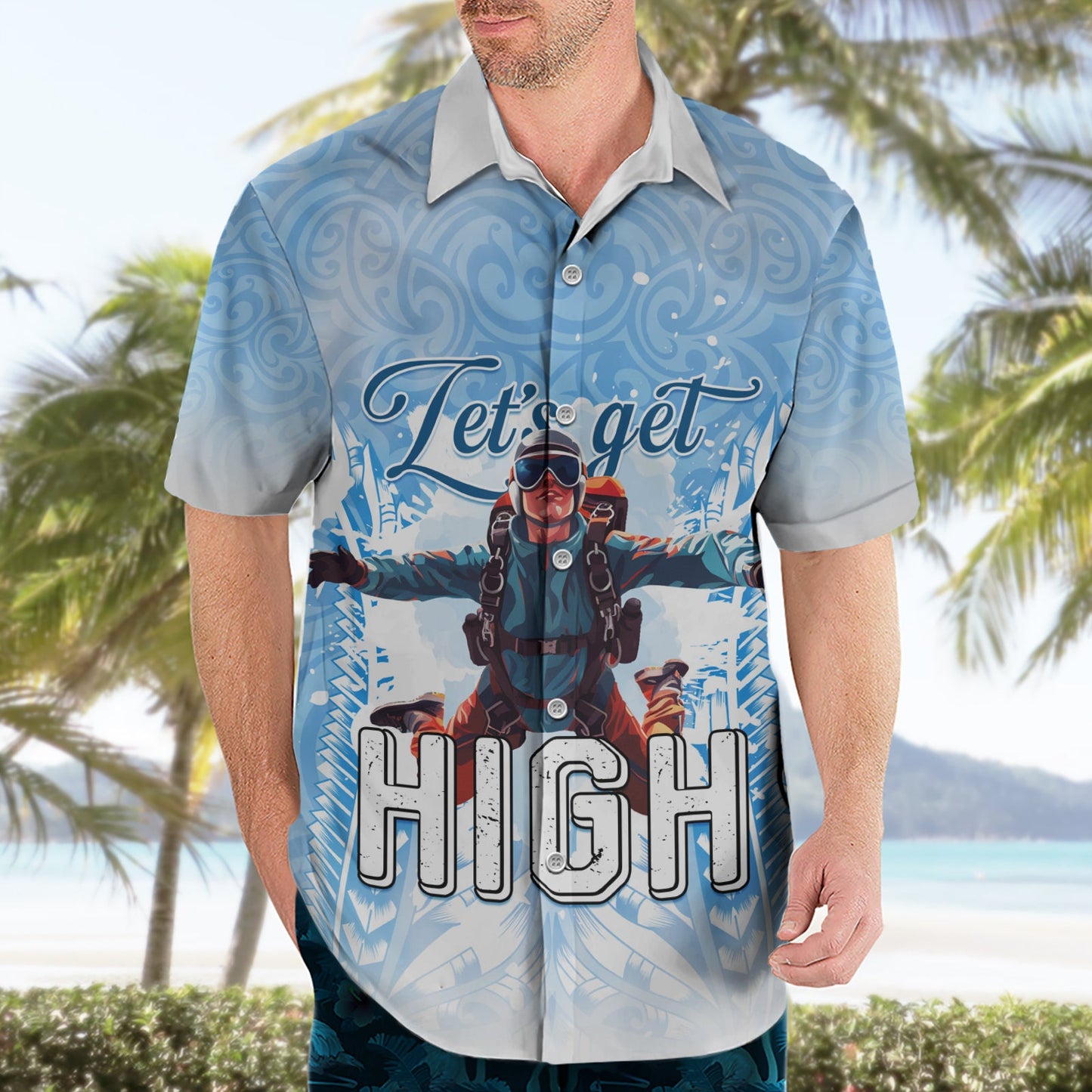 Neuseeland Sky Diving Hawaiian Shirt Lets Get High LT05