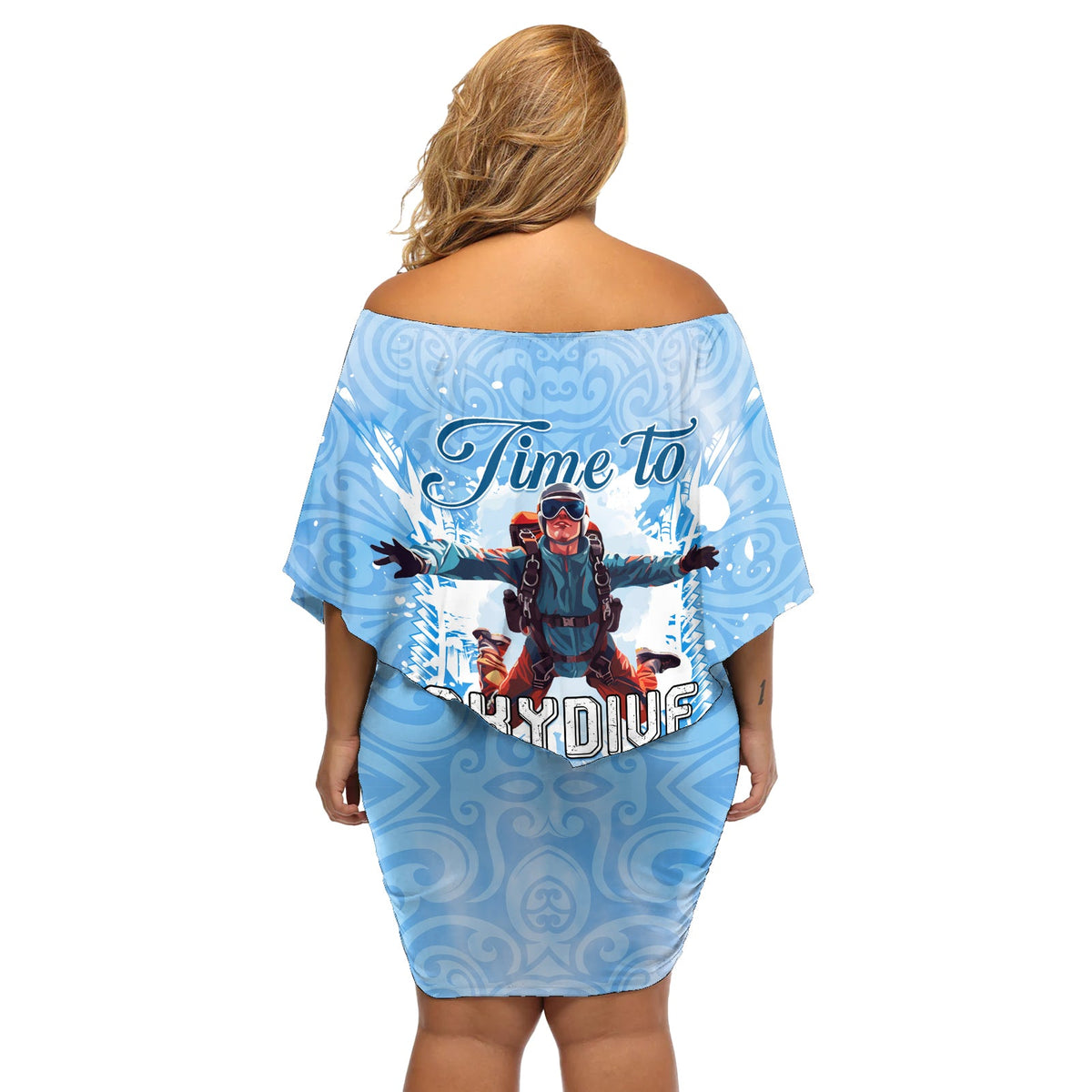 Neuseeland Sky Diving Off Shoulder Kurzes Kleider blumen Lets Get High LT05