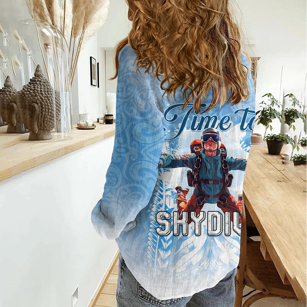 Neuseeland Sky Diving Frauen Casual Shirt Lets Get High LT05