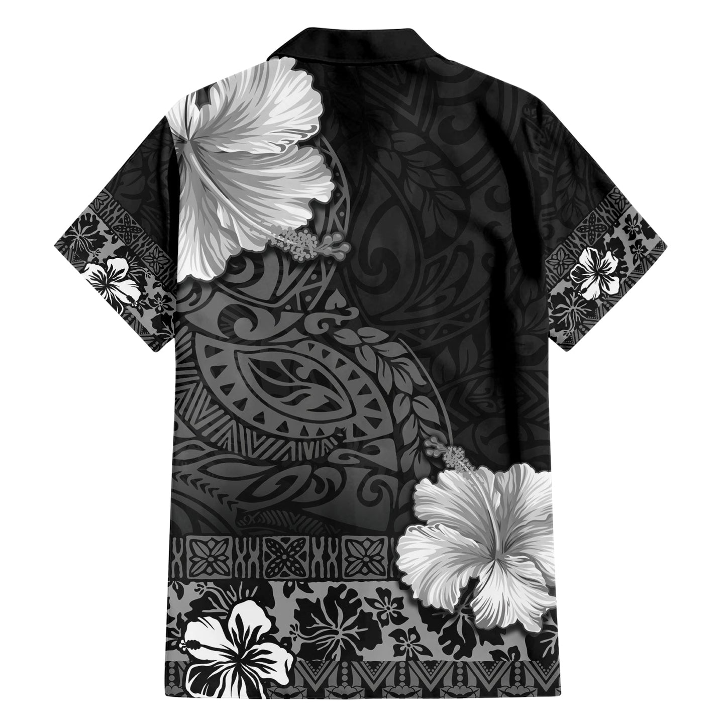 Hawaii Hibiskus mit schwarzem polynesischem Muster Hawaiihemd LT05