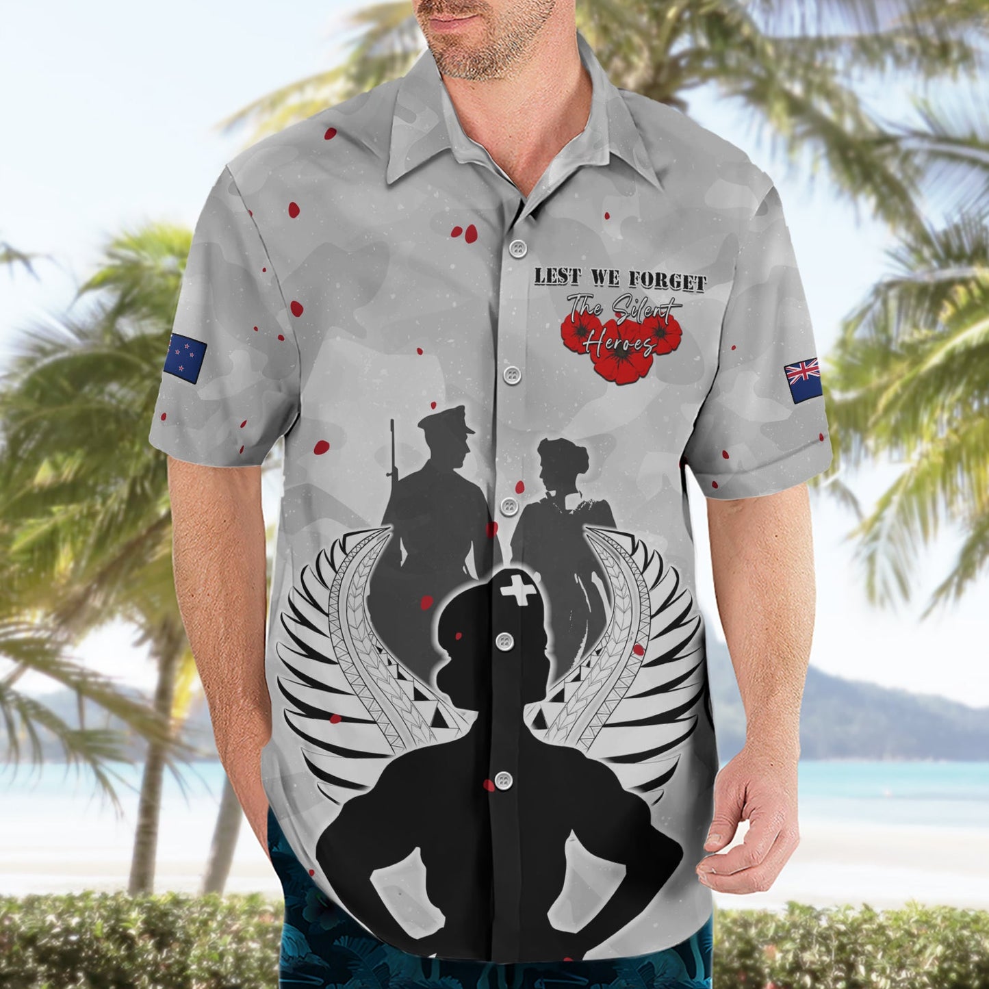 Neuseeland ANZAC Day Hawaiihemd für die Krankenschwester Lest We Forget LT05