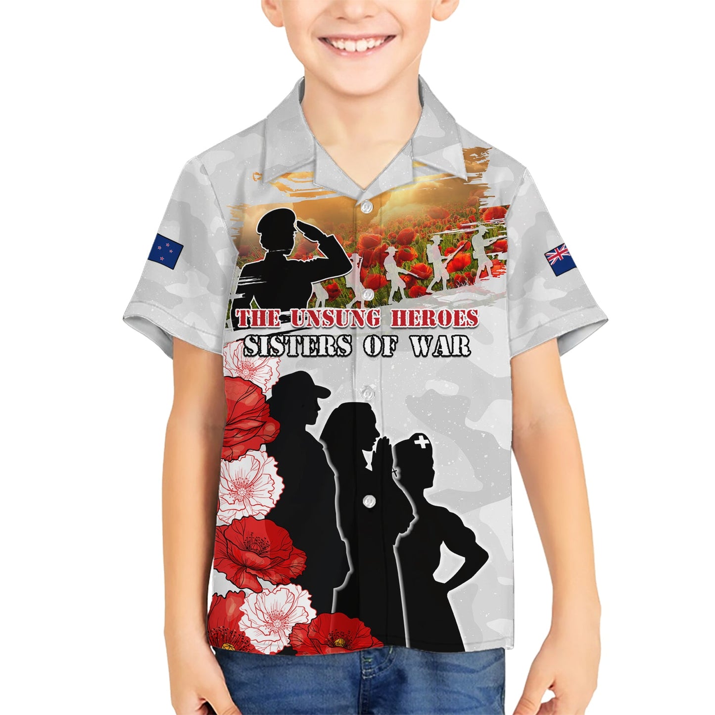 Neuseeland ANZAC Day Hawaiihemd Die unbesungenen Helden Sisters of War LT05