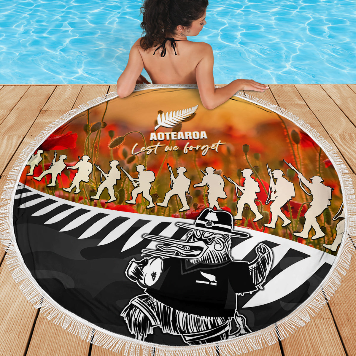 Bula Fiji Stranddecke zum Frauentag mit fidschianischem Tapa-Muster LT05