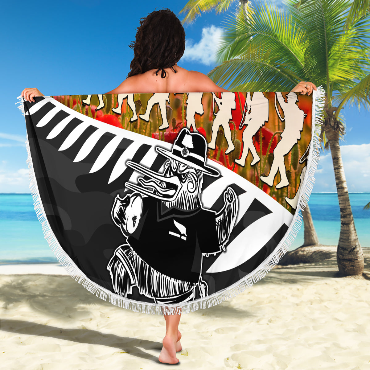 Bula Fiji Stranddecke zum Frauentag mit fidschianischem Tapa-Muster LT05