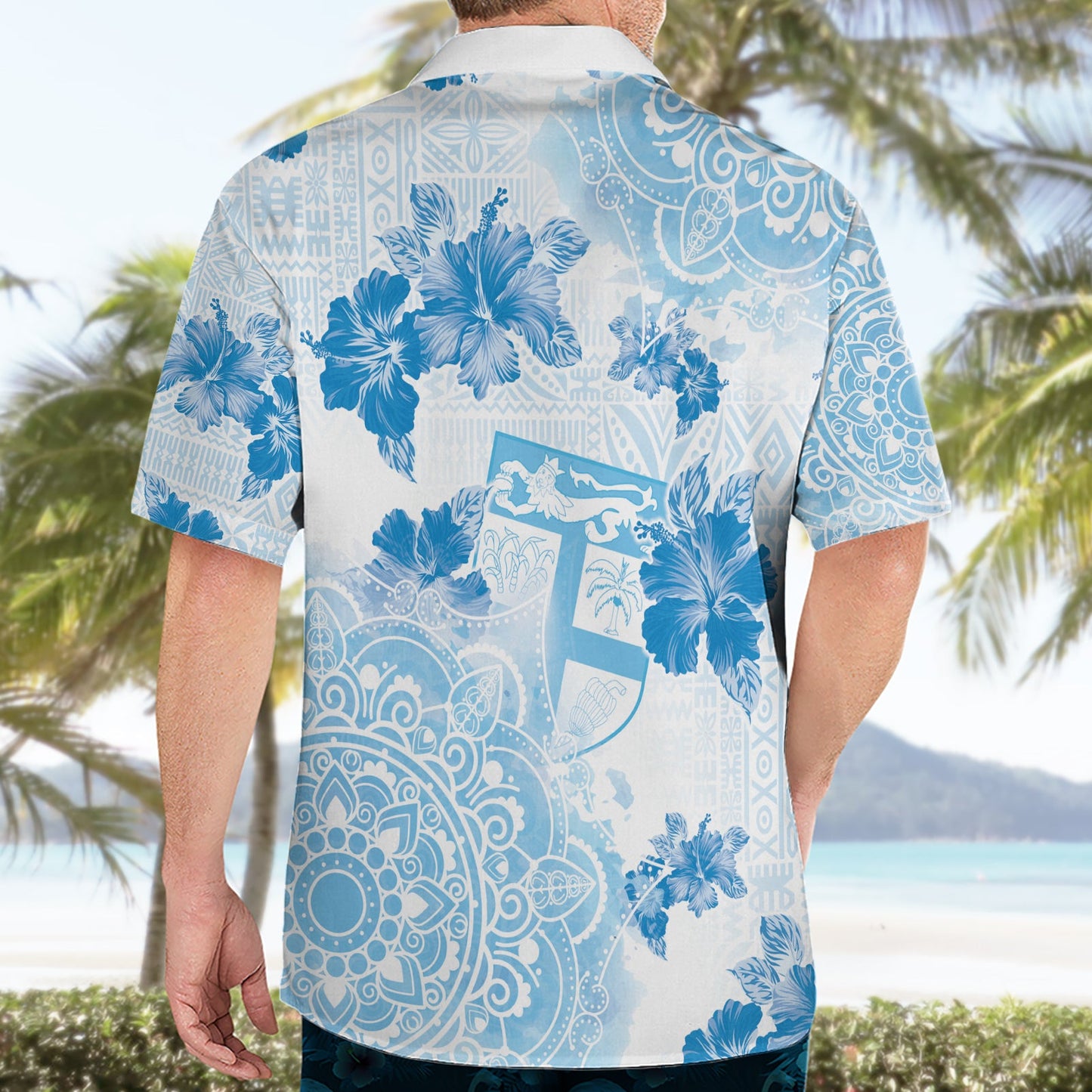 Happy Fiji Girmit Day Hawaiihemd Fidschi Tapa mit Mandala-Muster LT05