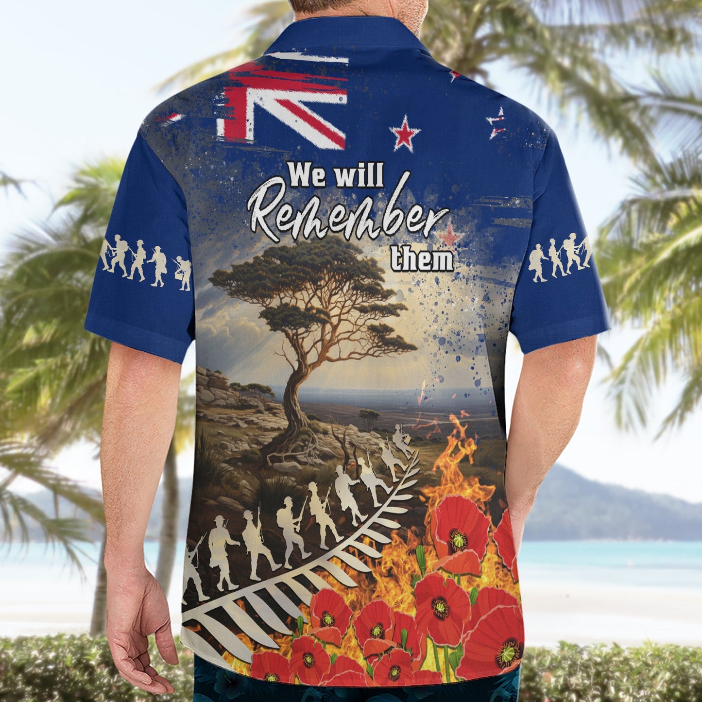Neuseeland ANZAC Day Hawaiihemd The Lonesome Pine With Soldier Fern LT05
