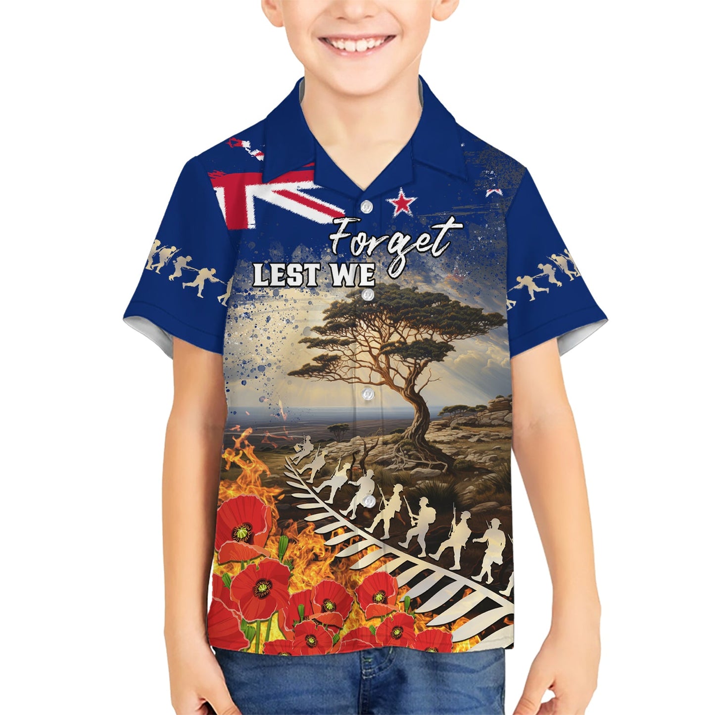 Neuseeland ANZAC Day Hawaiihemd The Lonesome Pine With Soldier Fern LT05