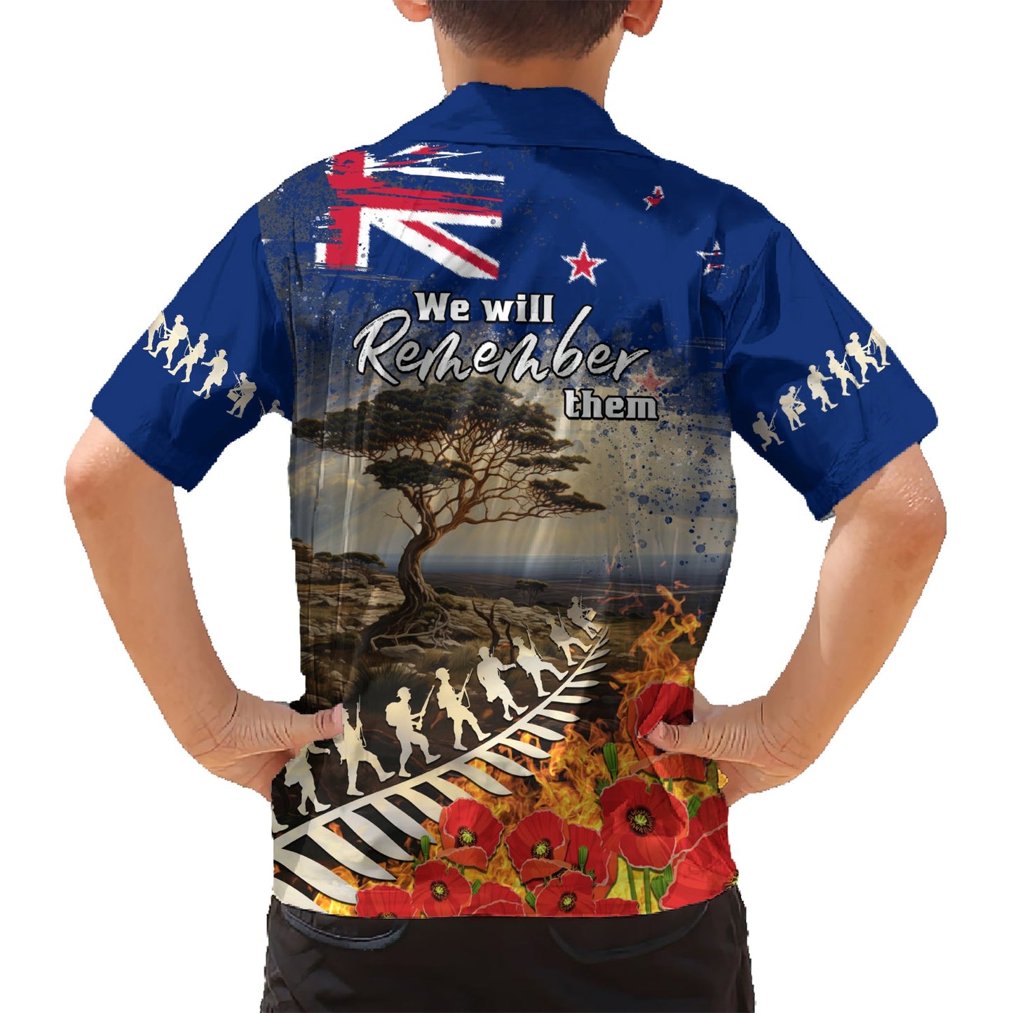 Neuseeland ANZAC Day Hawaiihemd The Lonesome Pine With Soldier Fern LT05