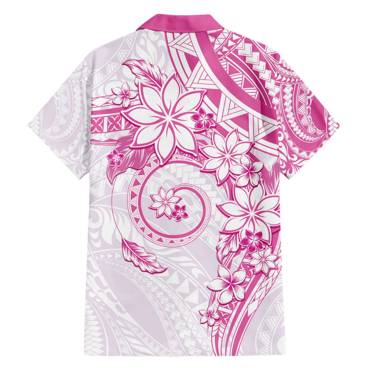 Polynesisches Muster mit Plumeria Blumen Hawaiihemd Rosa LT05