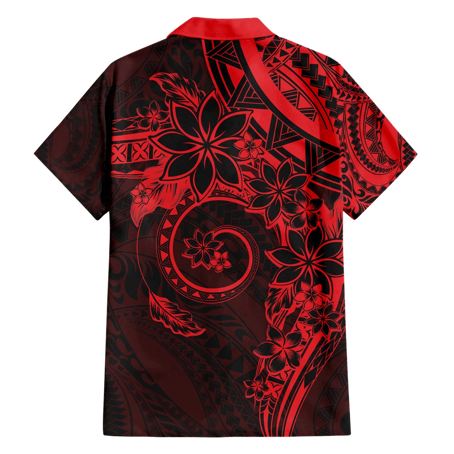 Polynesianisches Sonnenuntergang Plumeria Hawaiihemd Rot Polynesianisches Tattoo LT05