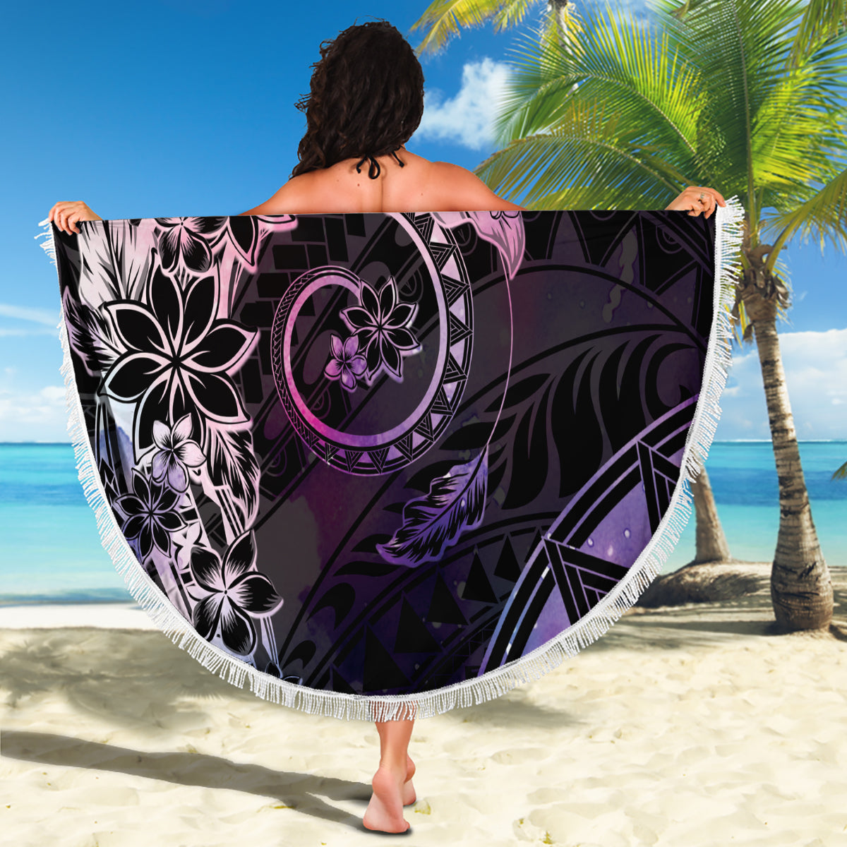Hawaiianische Reggae-Musik-Stranddecke mit Jamaika-Sänger, Tribal, Polynesier und Hibiskus LT03
