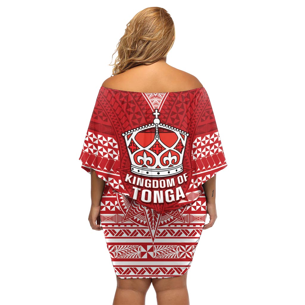 Tonga King Tupou VI Day Schulterfreies kurzes Kleid Blumen Traditionelles tonganisches Kupesi-Muster LT05