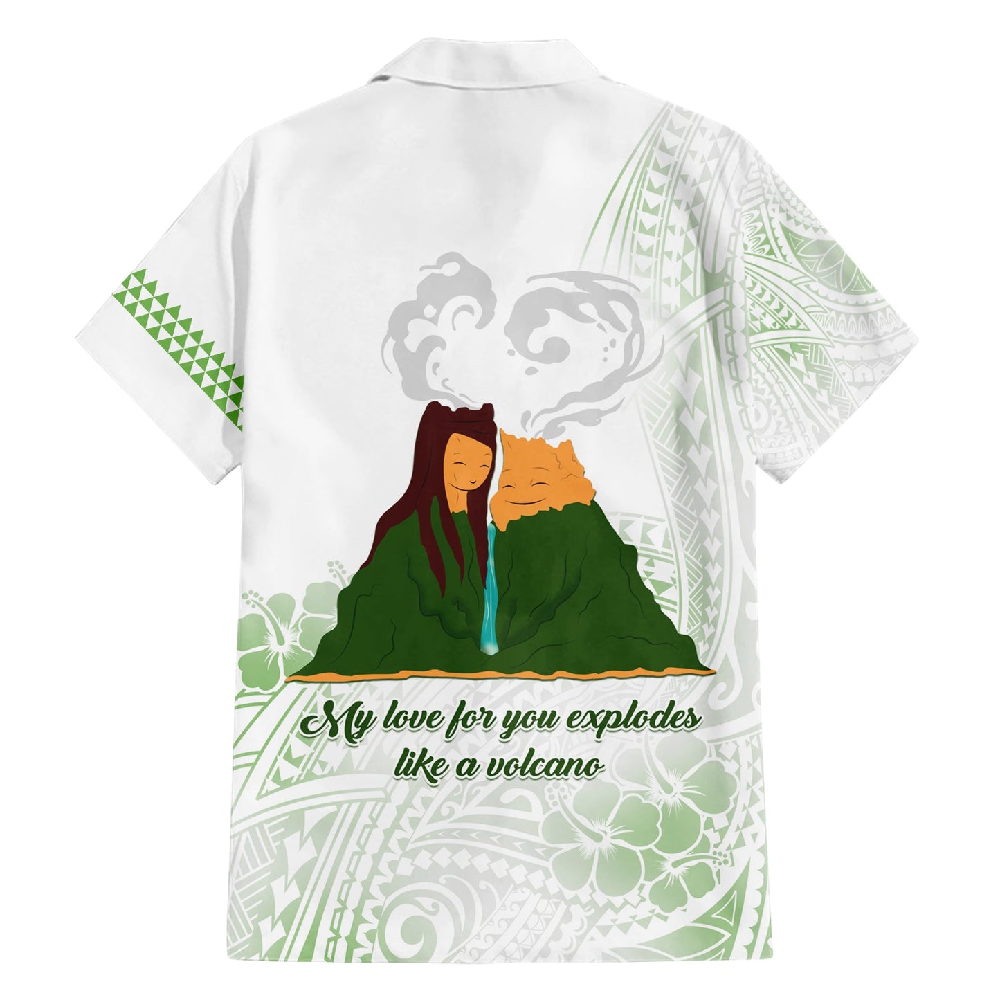 Personalisiertes I LAVA YOU Vulkan Valentinstag Hawaiihemd Polynesisches Tribal Muster LT05