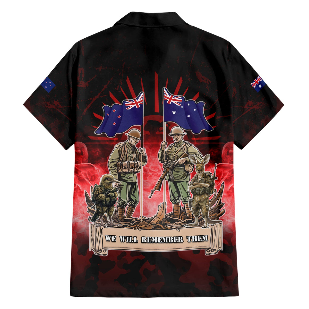 Australien und Neuseeland ANZAC Day Hawaiihemd Soldaten Lest We Forget LT05