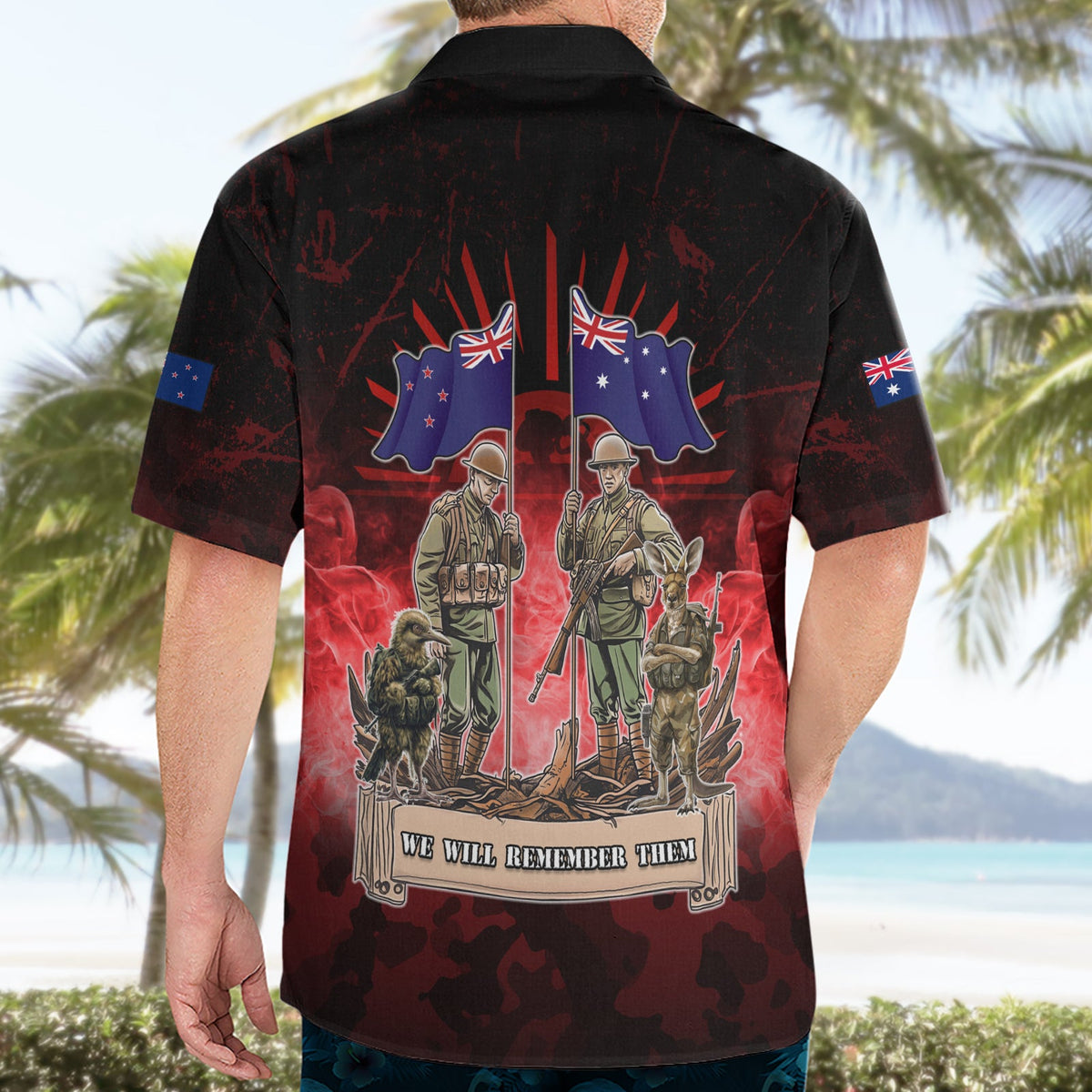 Australien und Neuseeland ANZAC Day Hawaiihemd Soldaten Lest We Forget LT05