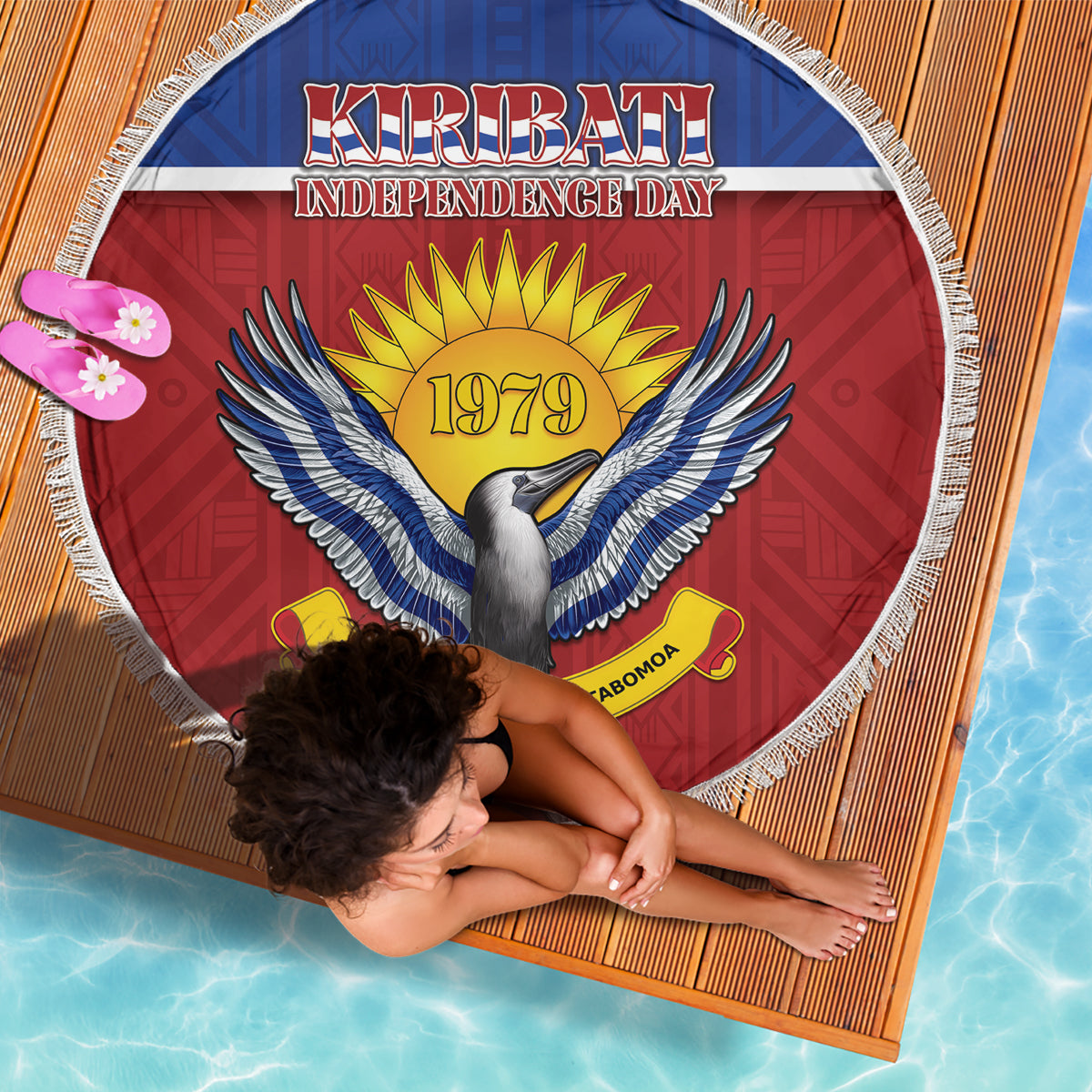 Shefa Vanuatu Stranddecke Hibiskus Sandzeichnung mit Pazifikmuster LT9