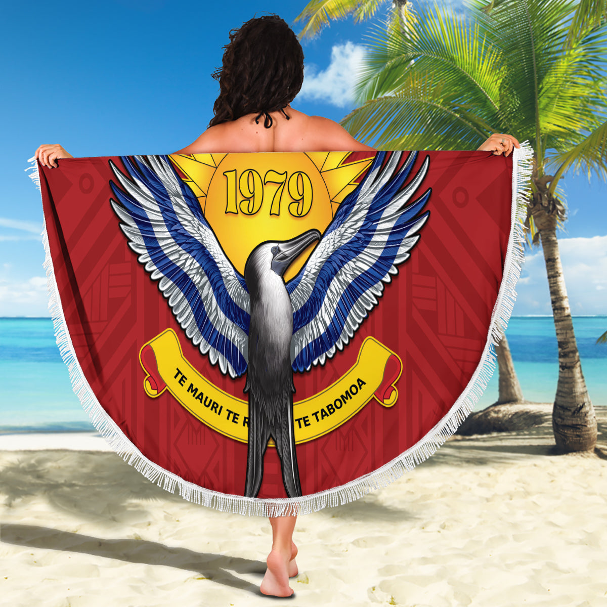 Shefa Vanuatu Stranddecke Hibiskus Sandzeichnung mit Pazifikmuster LT9