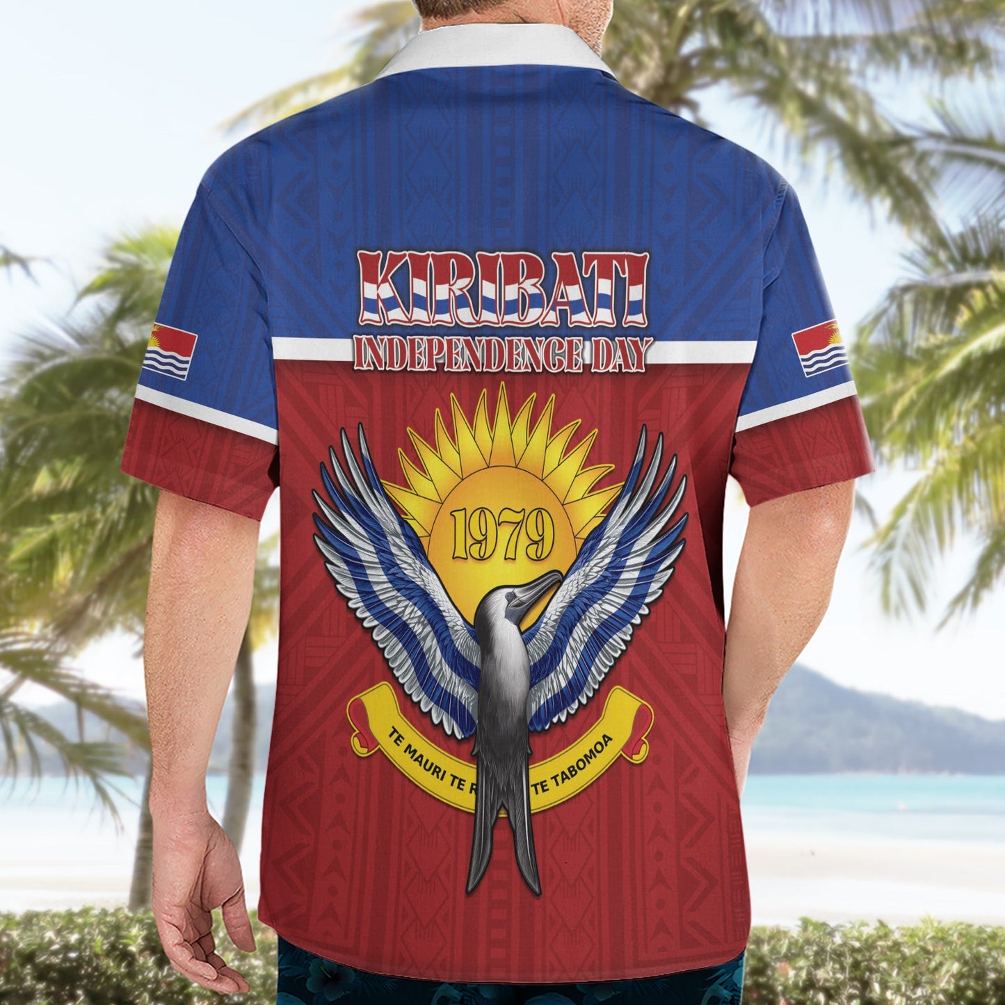 Kiribati 45. Unabhängigkeitstag Hawaiihemd Kleiner Fregattvogel Tribalmuster LT05