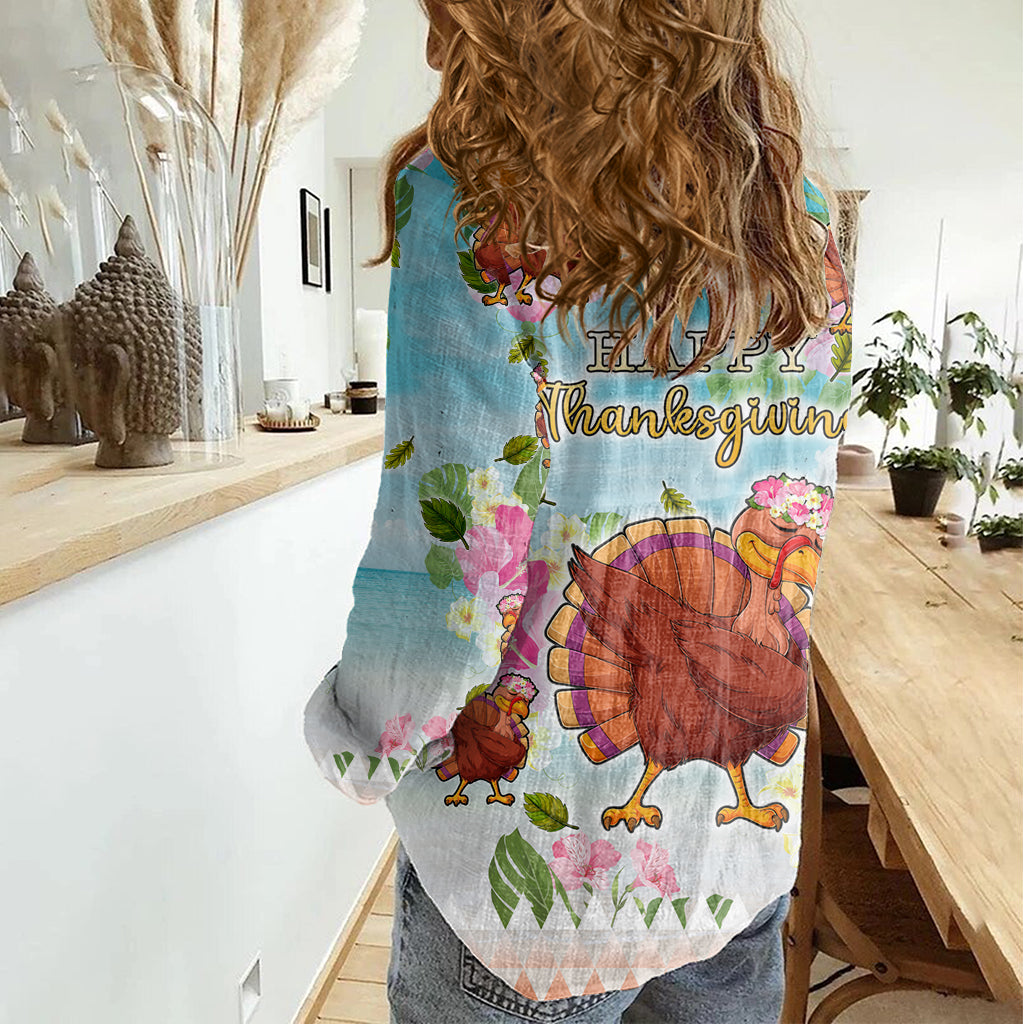 Hawaii Thanksgiving Damen Freizeithemd Lustiger Truthahn Dabbing Dance LT05